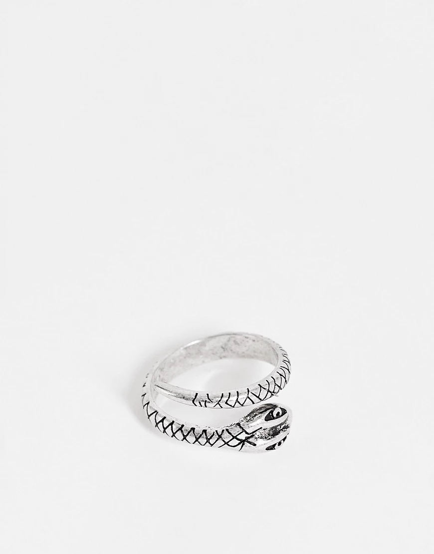 ASOS DESIGN – Silberfarbener Ring mit gewickeltem Schlangendesign günstig online kaufen