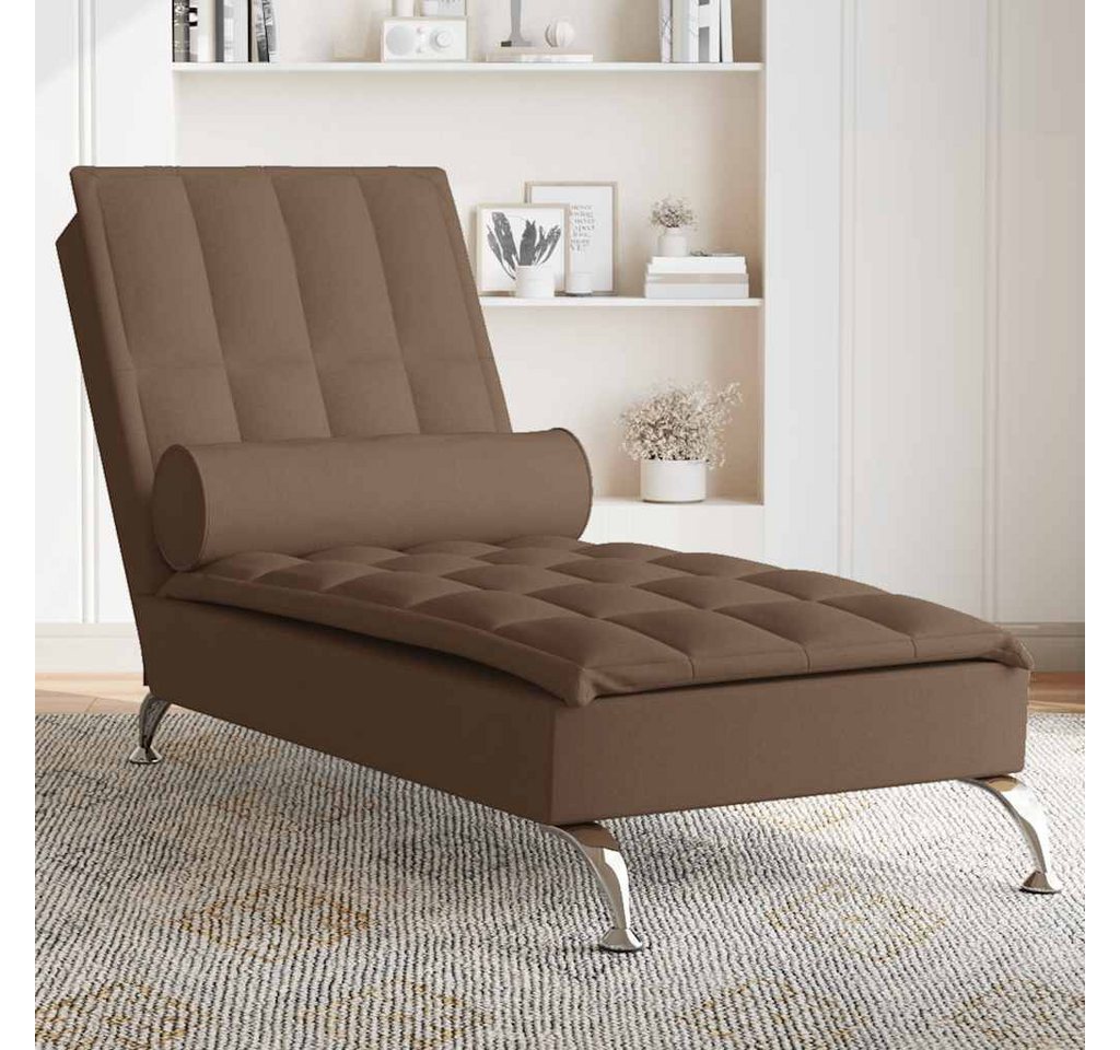 vidaXL Chaiselongue, Massage-Chaiselongue mit Nackenrolle Braun Stoff günstig online kaufen