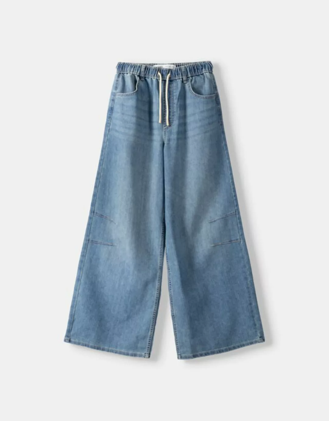 Bershka Wide-Leg-Jeans Im Jogger-Stil Bskteen 40 Ausgewaschenes Blau günstig online kaufen