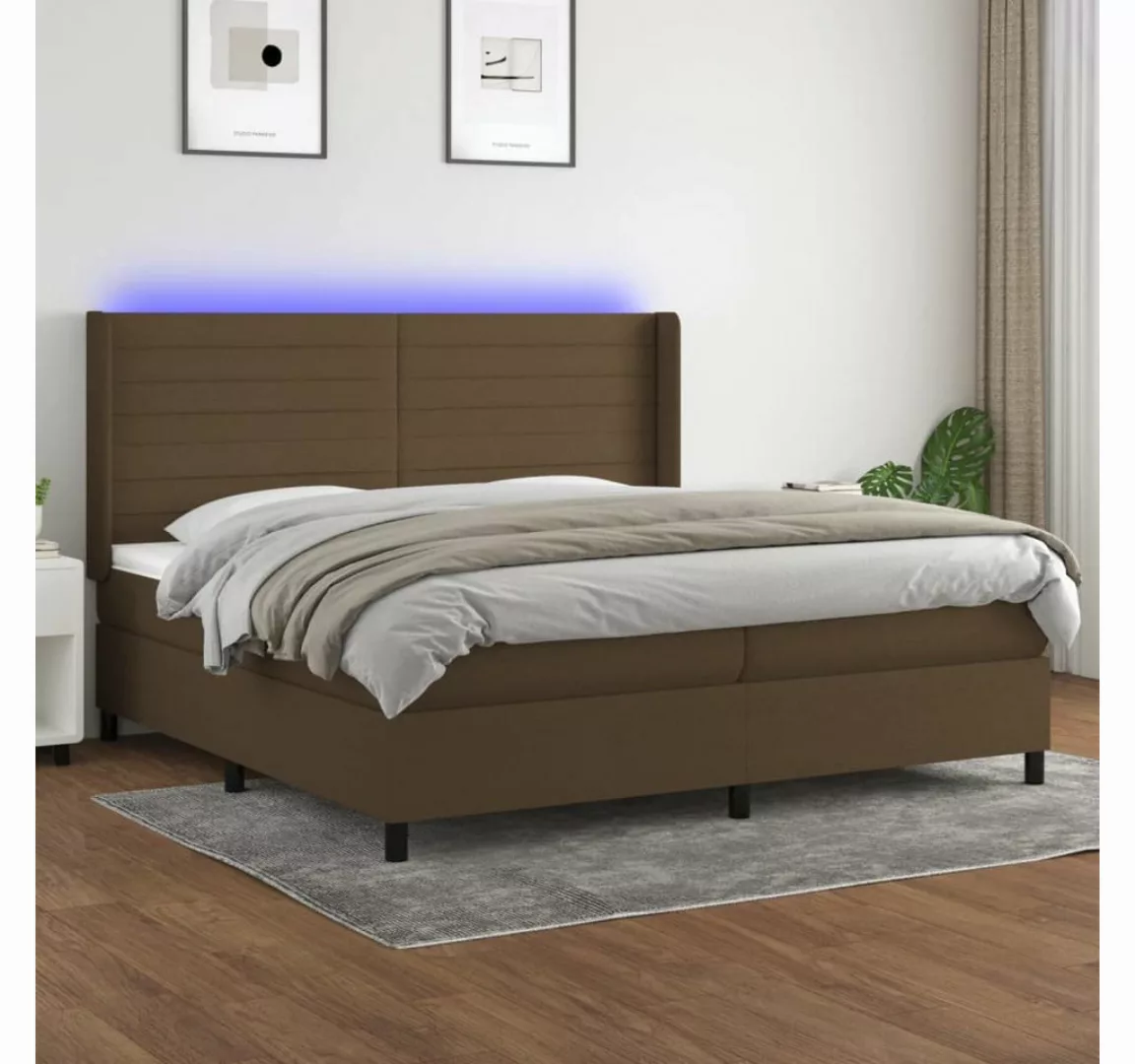 vidaXL Boxspringbett, Boxspringbett mit Matratze & LED Dunkelbraun 200x200 günstig online kaufen