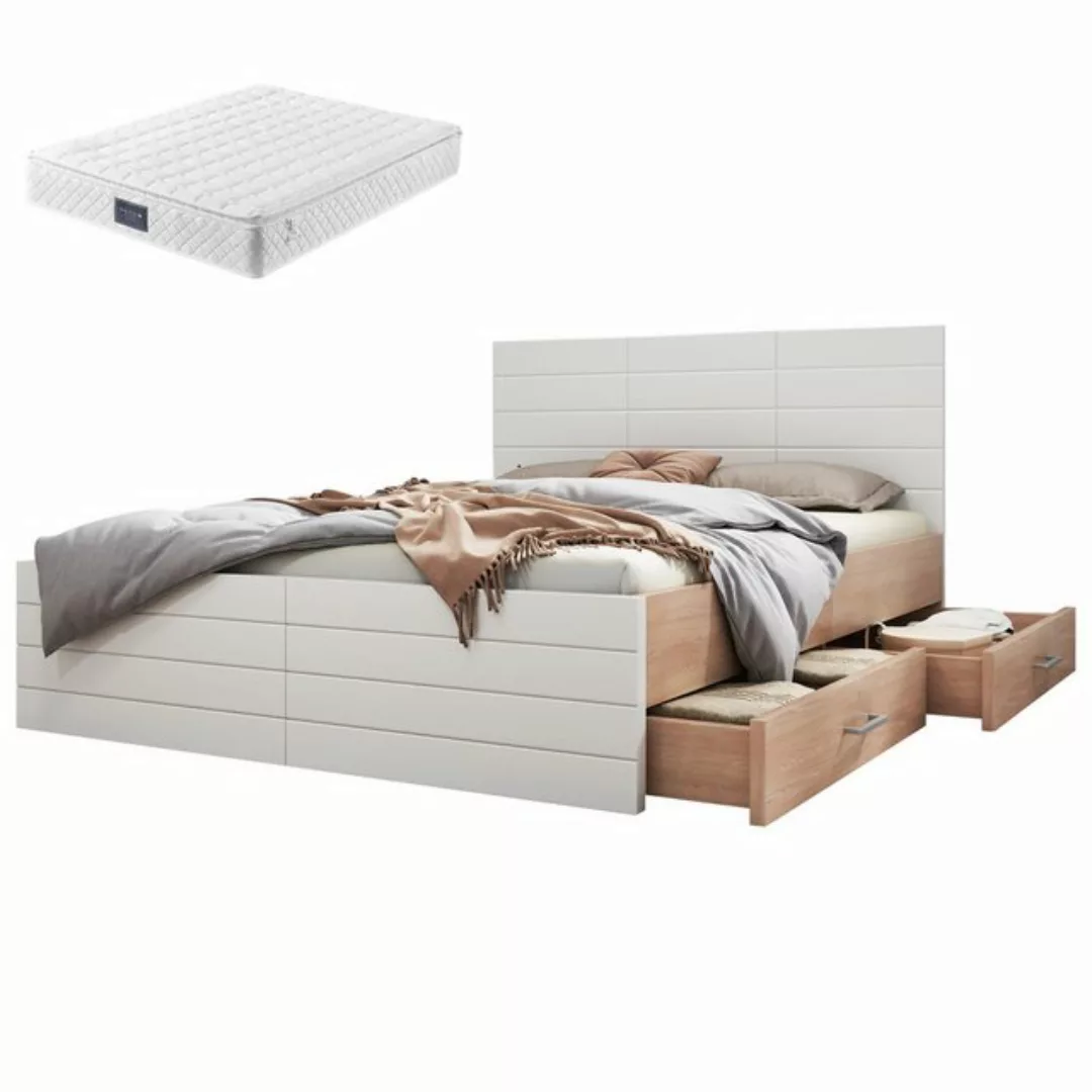 Gotagee Holzbett Doppelbett Einzelbett Mit Matratze Schubladen Jugendbett günstig online kaufen