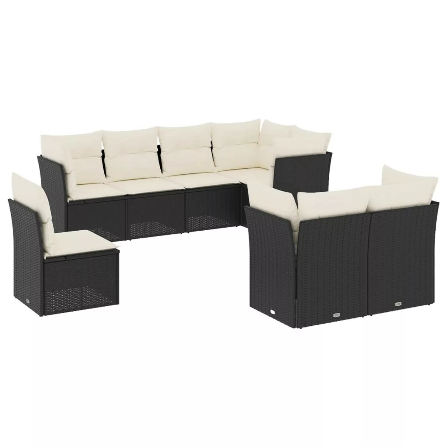 vidaXL 8-tlg Garten-Sofagarnitur mit Kissen Schwarz Poly Rattan Modell 54 günstig online kaufen