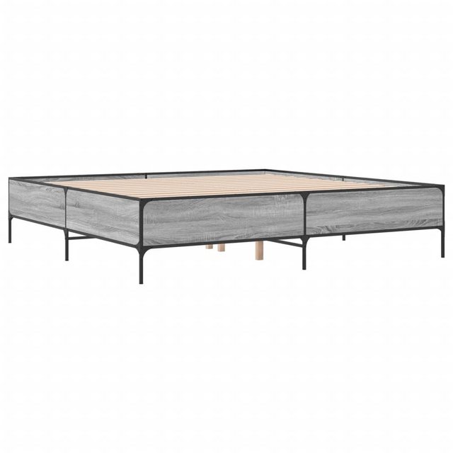 vidaXL Bett Bettgestell Braun Eichen-Optik 180x200 cm Holzwerkstoff Metall günstig online kaufen