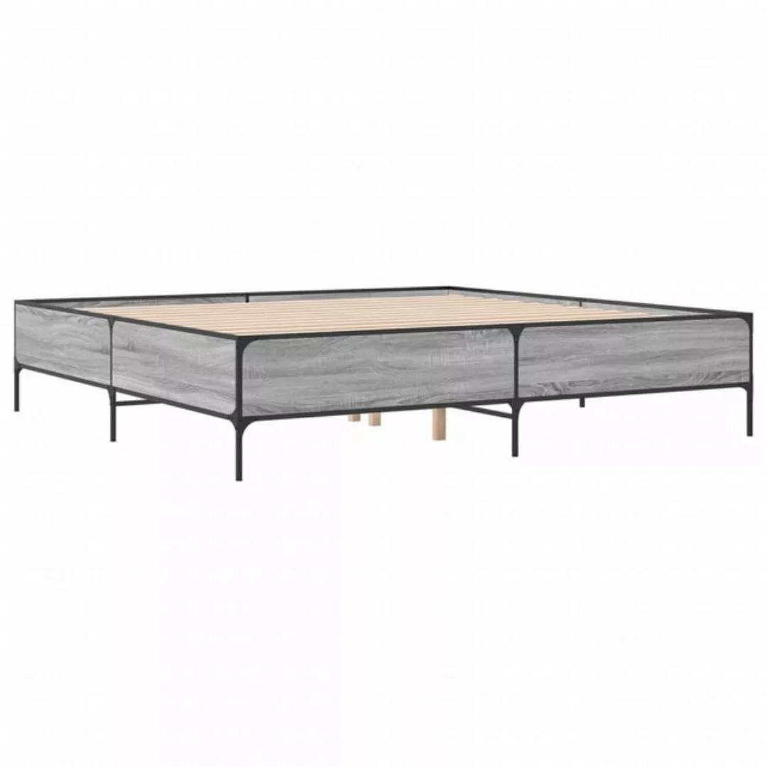 vidaXL Bett Bettgestell Grau Sonoma 180x200 cm Holzwerkstoff und Metall günstig online kaufen