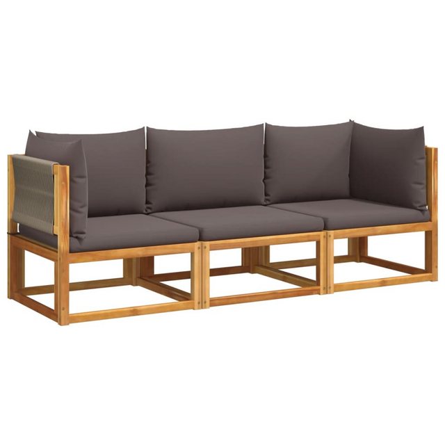 vidaXL Loungesofa 3-tlg. Garten-Sofagarnitur mit Kissen Massivholz Akazie, günstig online kaufen