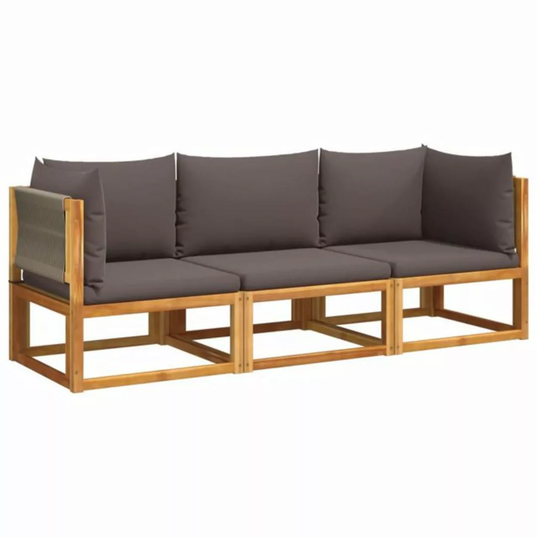 vidaXL Loungesofa 3-tlg. Garten-Sofagarnitur mit Kissen Massivholz, 1 Teile günstig online kaufen