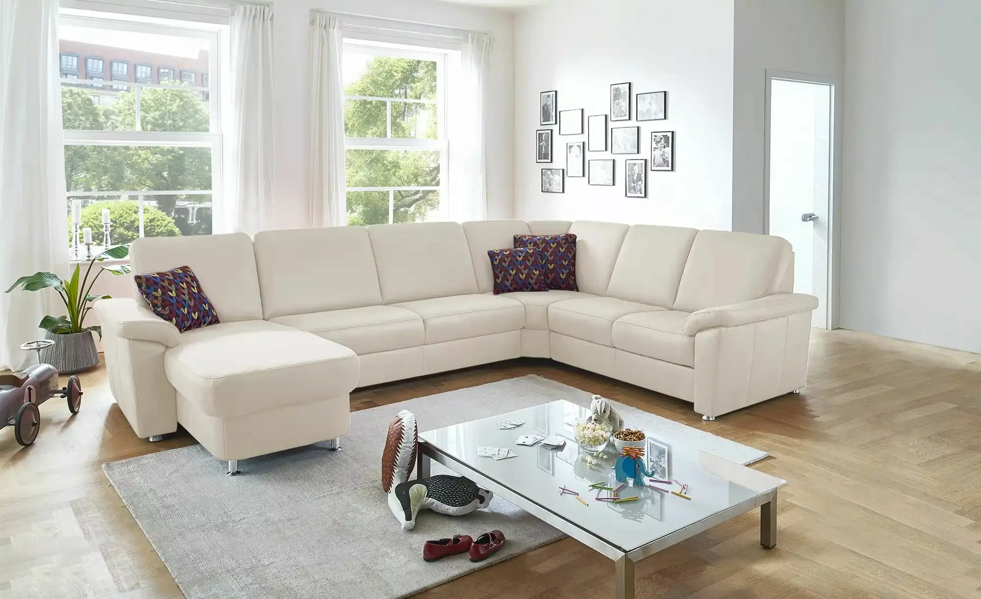 meinSofa Wohnlandschaft Mikrofaser Rita ¦ creme ¦ Maße (cm): B: 330 H: 91 T günstig online kaufen