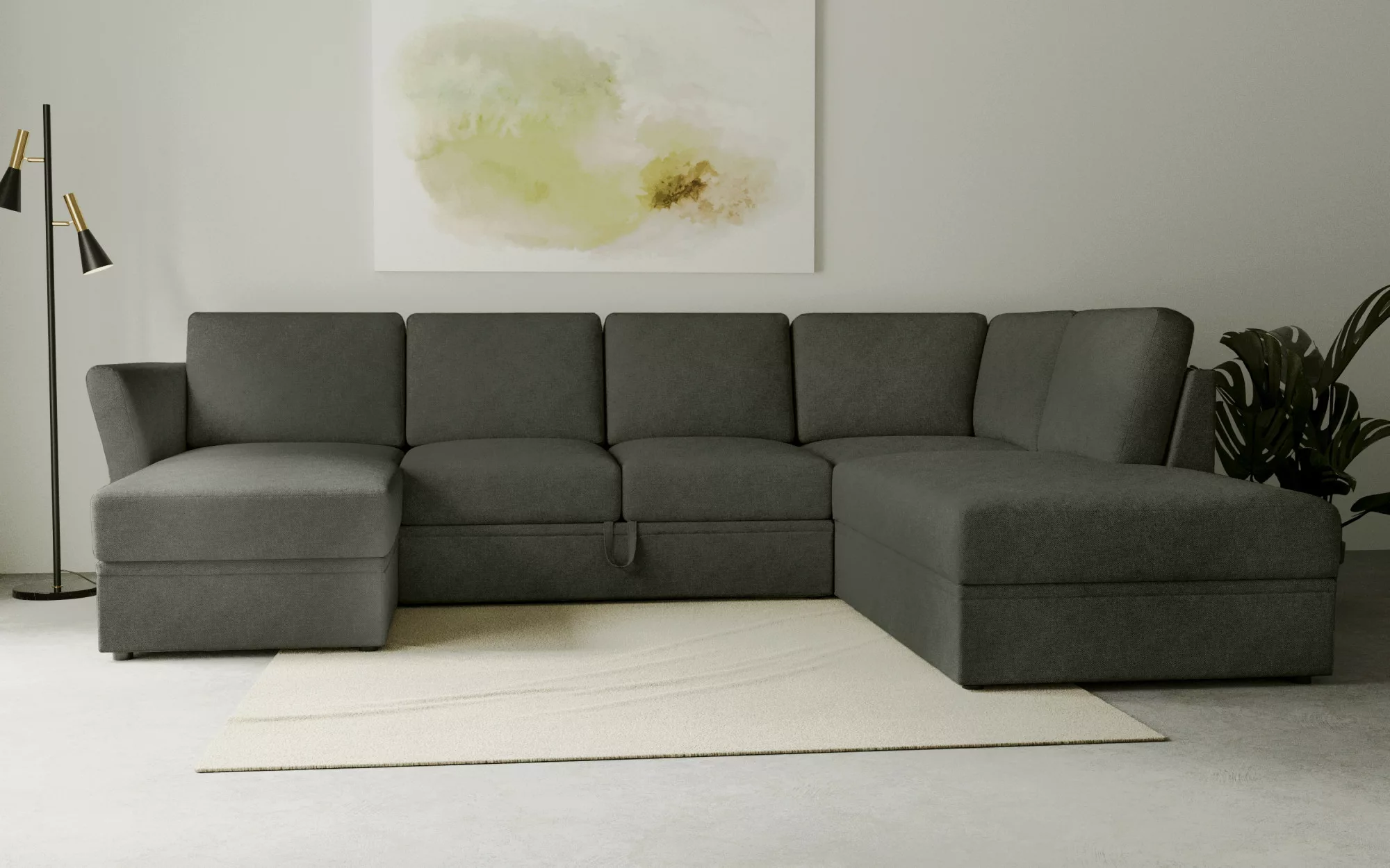 Home affaire Wohnlandschaft Lavars Schlafsofa, mit Bettfunktion und Staurau günstig online kaufen