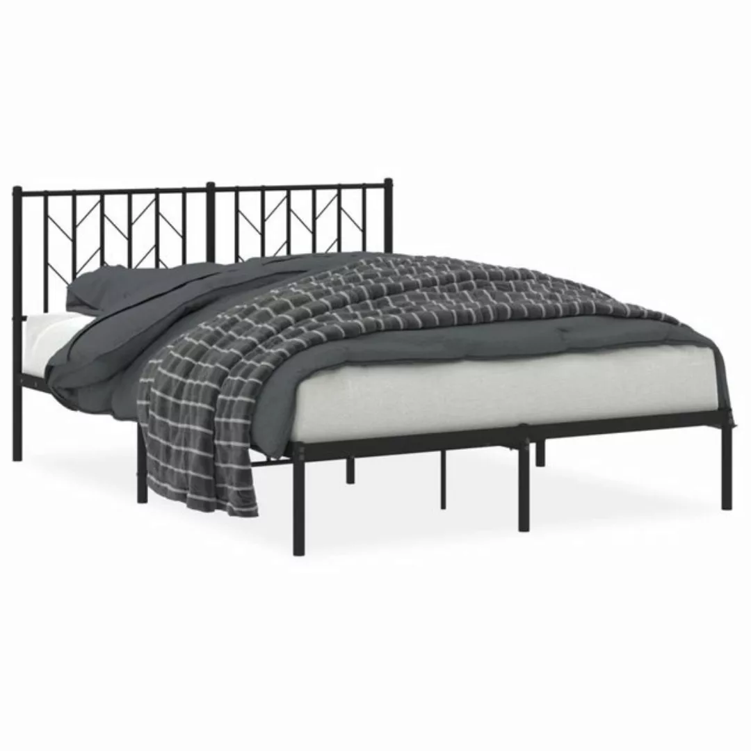 vidaXL Bettgestell, Bettrahmen mit Kopfteil Metall Schwarz 140x200 cm günstig online kaufen