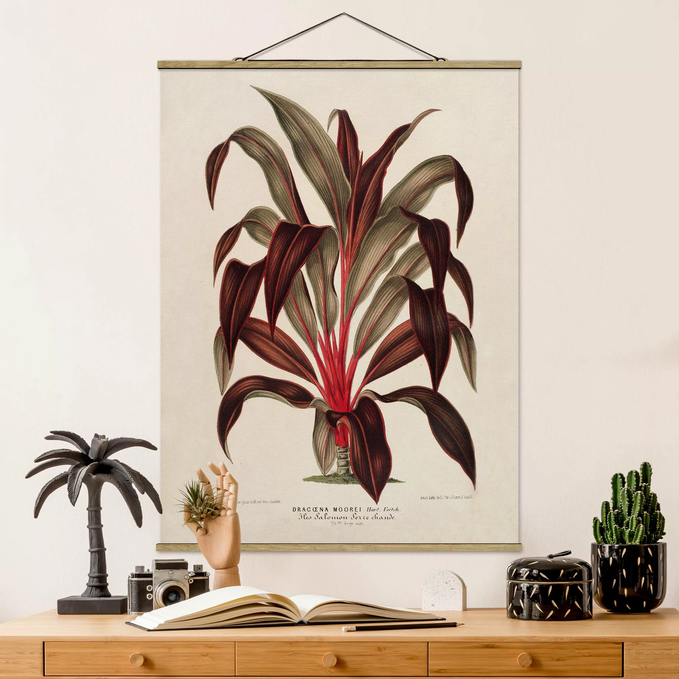 Stoffbild Blumen mit Posterleisten - Hochformat Botanik Vintage Illustratio günstig online kaufen