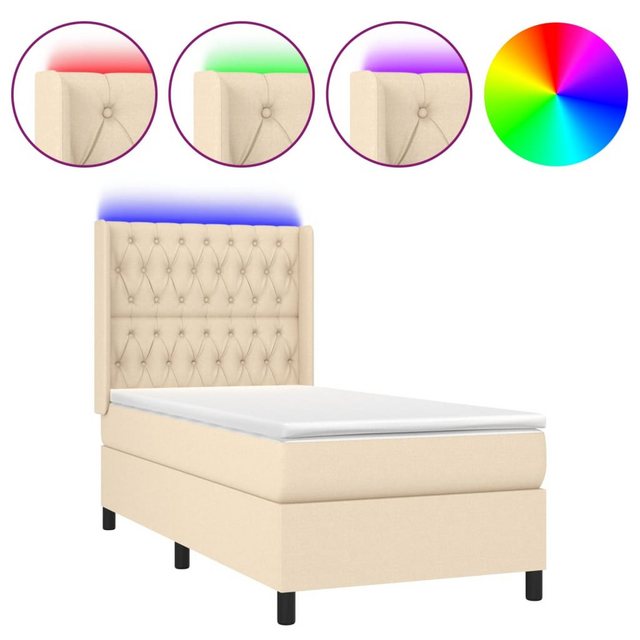 vidaXL Boxspringbett Boxspringbett mit Matratze und LED Stoff (90 x 190 cm, günstig online kaufen