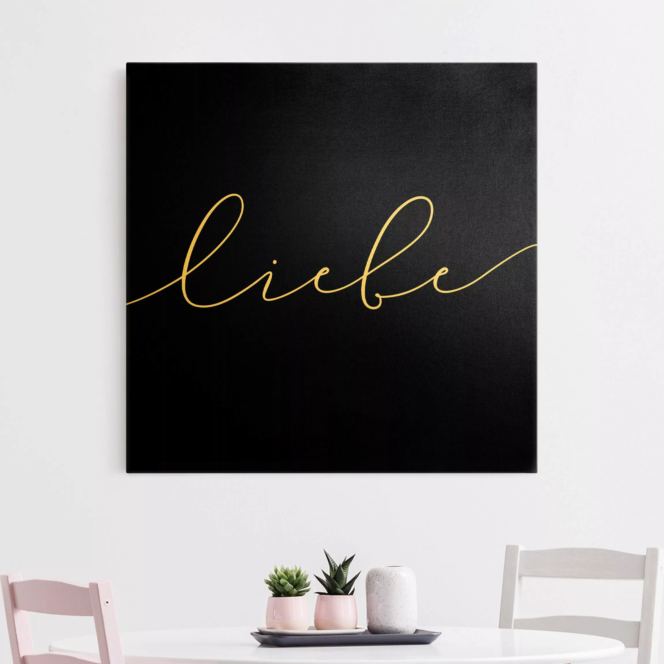 Leinwandbild Gold Liebe Kalligraphie Schwarz günstig online kaufen