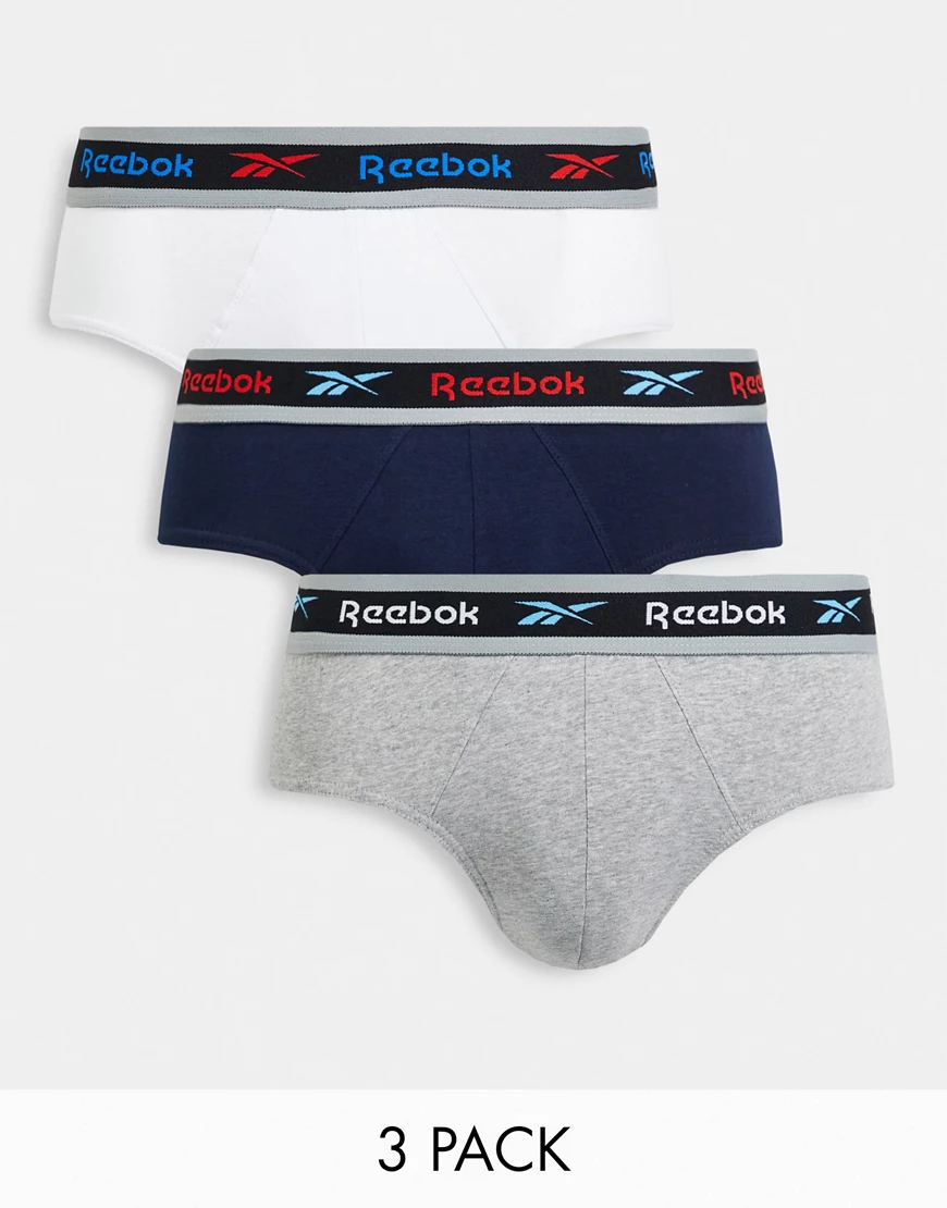 Reebok – Slips in Schwarz mit Kontrastbund im 3er-Pack-Blau günstig online kaufen