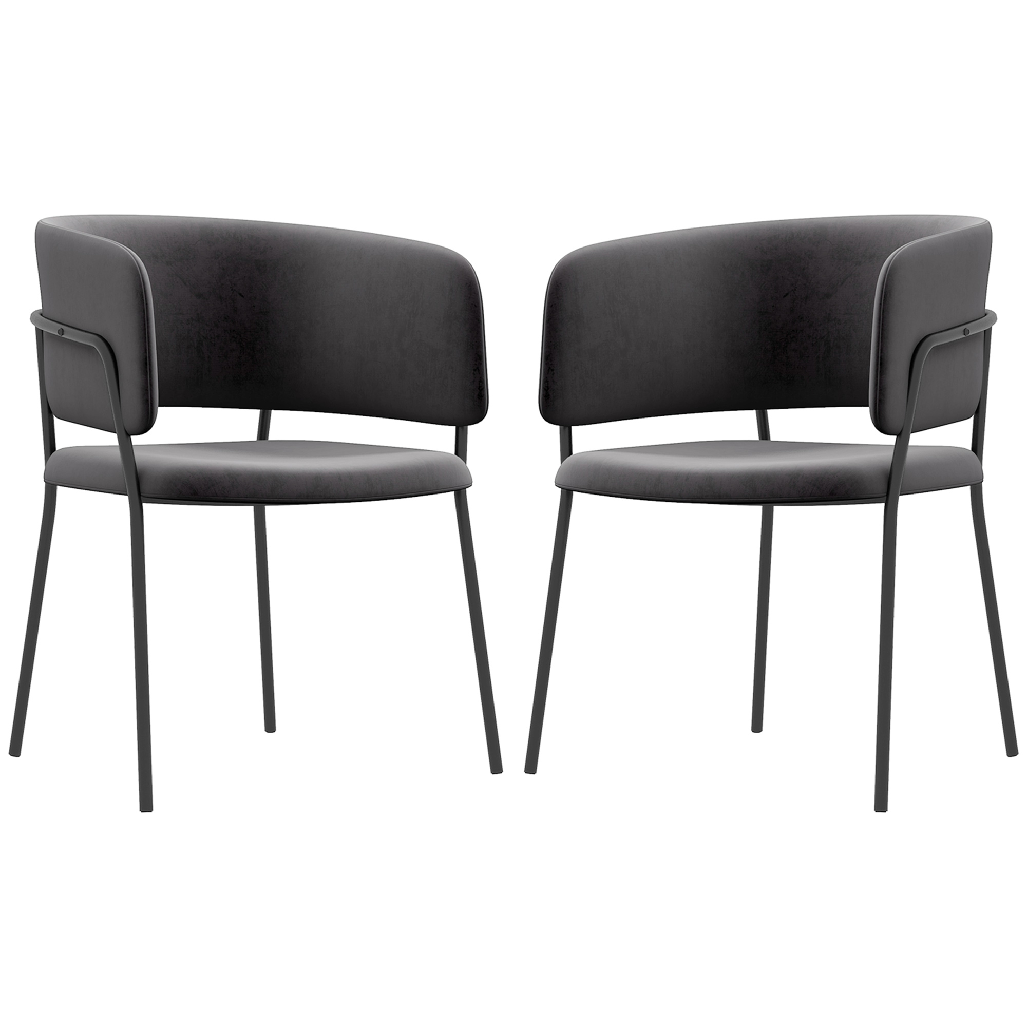 HOMCOM Esszimmerstühle 2er Set Küchenstuhl mit Rückenlehne, Stahlbeine, Pol günstig online kaufen