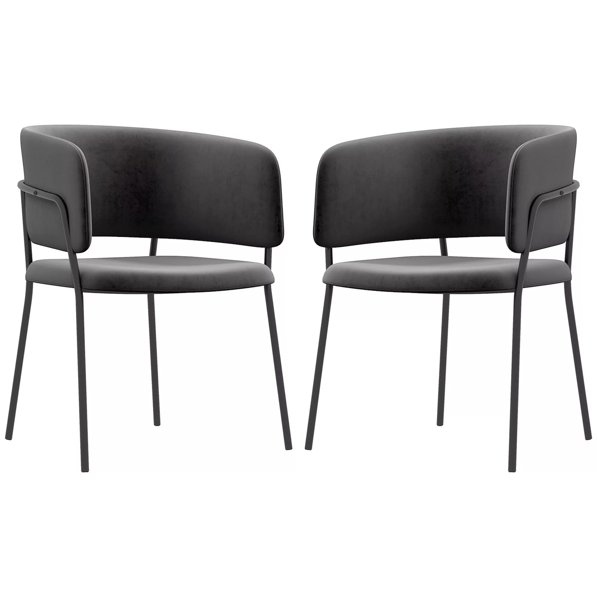HOMCOM Esszimmerstühle 2er Set Küchenstuhl mit Rückenlehne, Stahlbeine, Pol günstig online kaufen