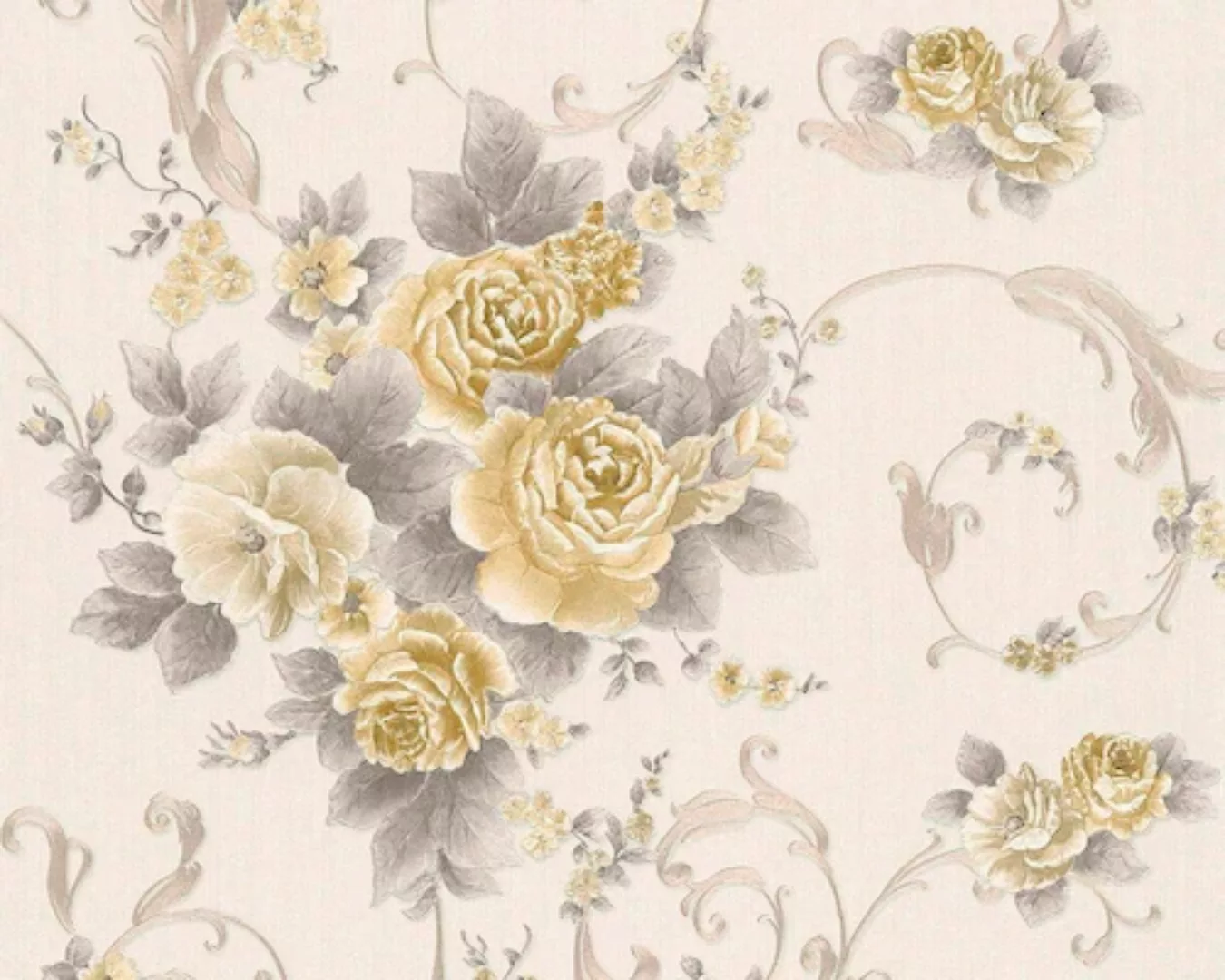 living walls Vliestapete »Romantica«, Barock, Klassische Tapete Floral Grau günstig online kaufen