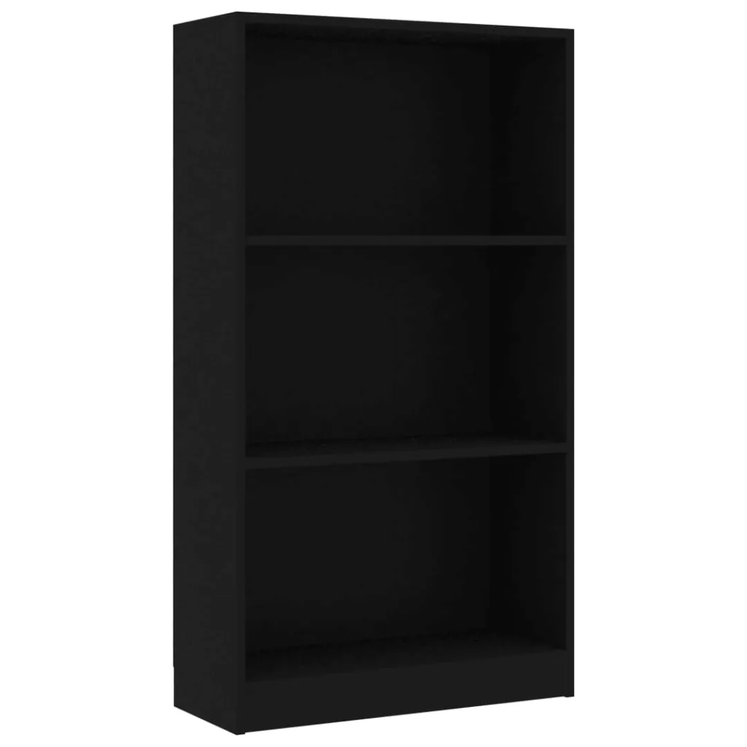 Bücherregal 3 Fächer Schwarz 60 X 24 X 108 Cm Spanplatte günstig online kaufen