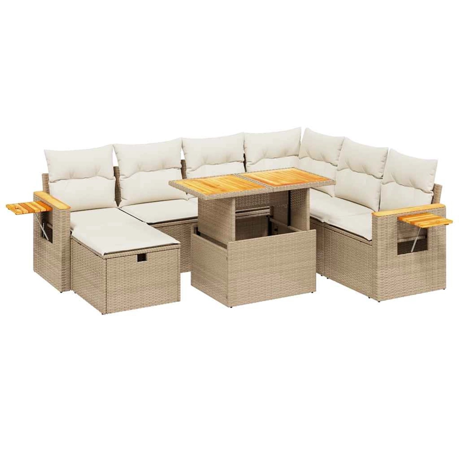 vidaXL 8-Tlg Garten-Sofagarnitur mit Kissen Beige Poly Rattan 3276159 günstig online kaufen