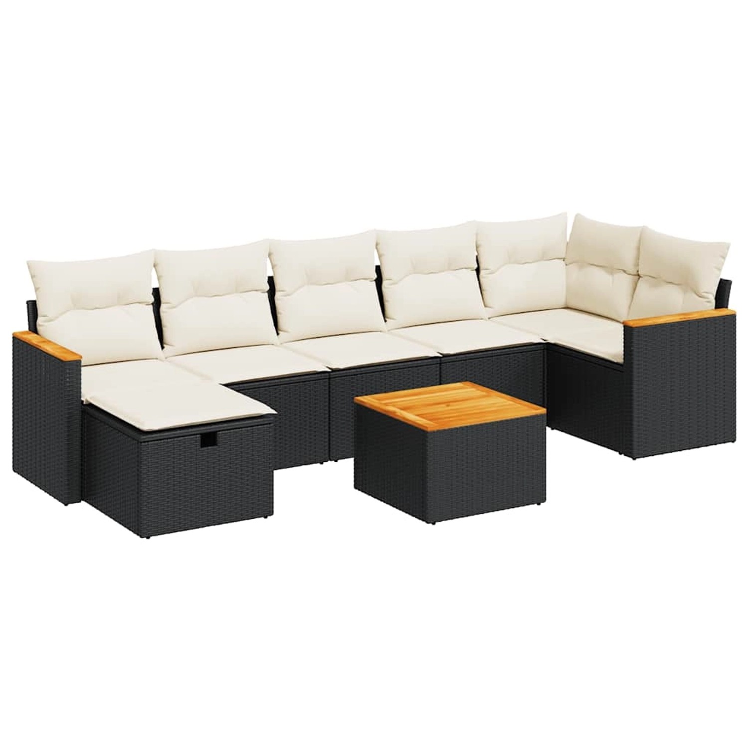 vidaXL 8-Tlg Garten-Sofagarnitur mit Kissen Schwarz Poly Rattan 3325934 günstig online kaufen