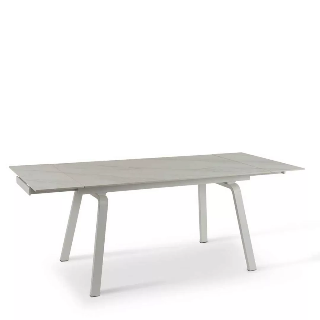 Esszimmertisch mit zwei Einlegeplatten Hellgrau & Weiß günstig online kaufen