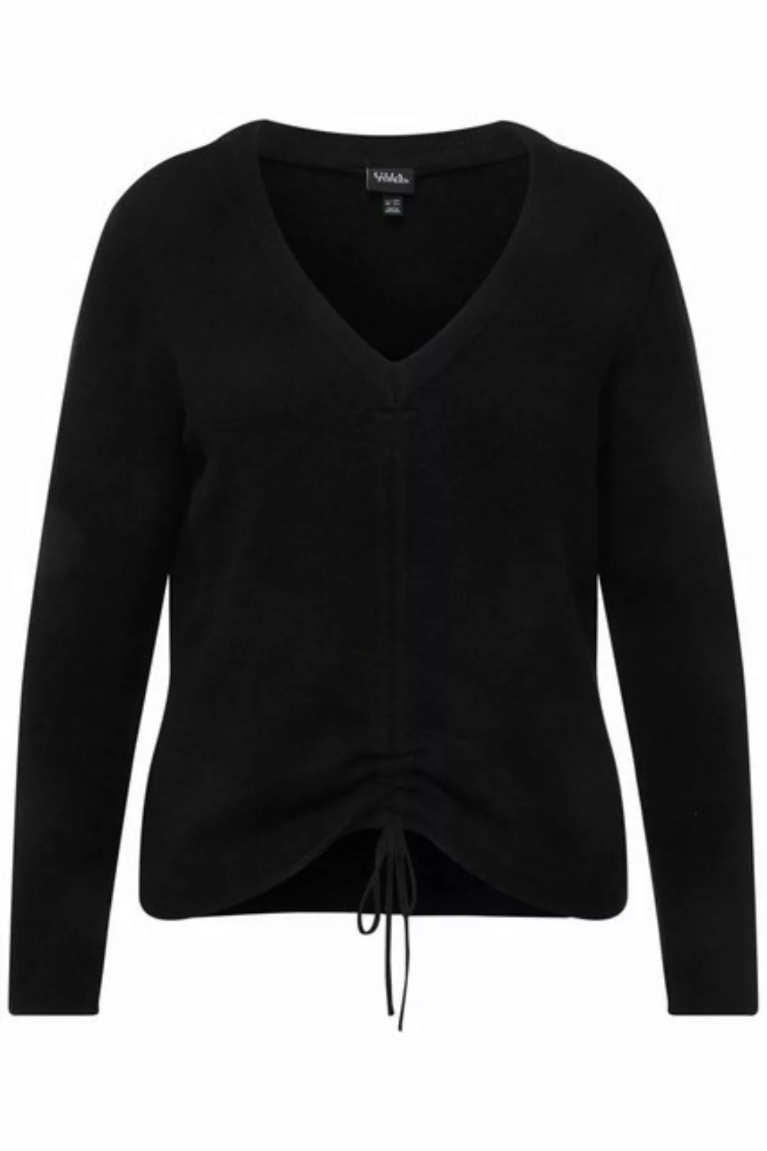 Ulla Popken Strickpullover Pullover Raffband V-Ausschnitt Langarm günstig online kaufen