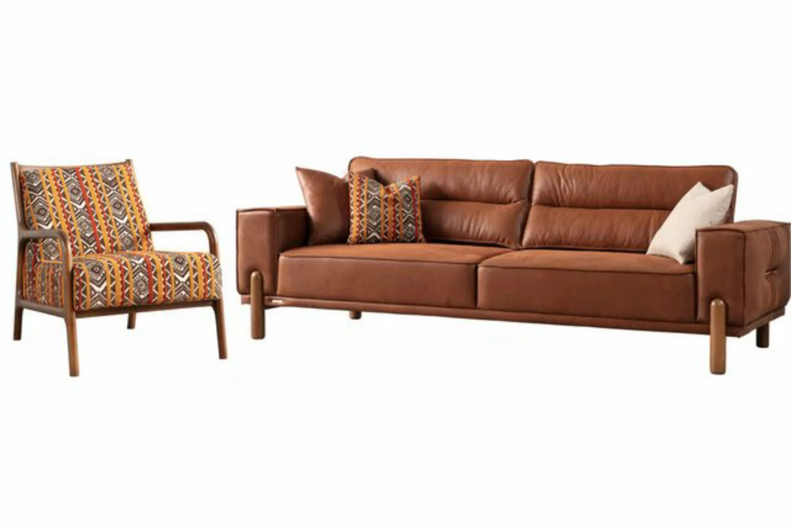 Villa Möbel Sofa Cognac, 1 Stk. 3-Sitzer, Hand Made Qualtiy, modernes Desig günstig online kaufen