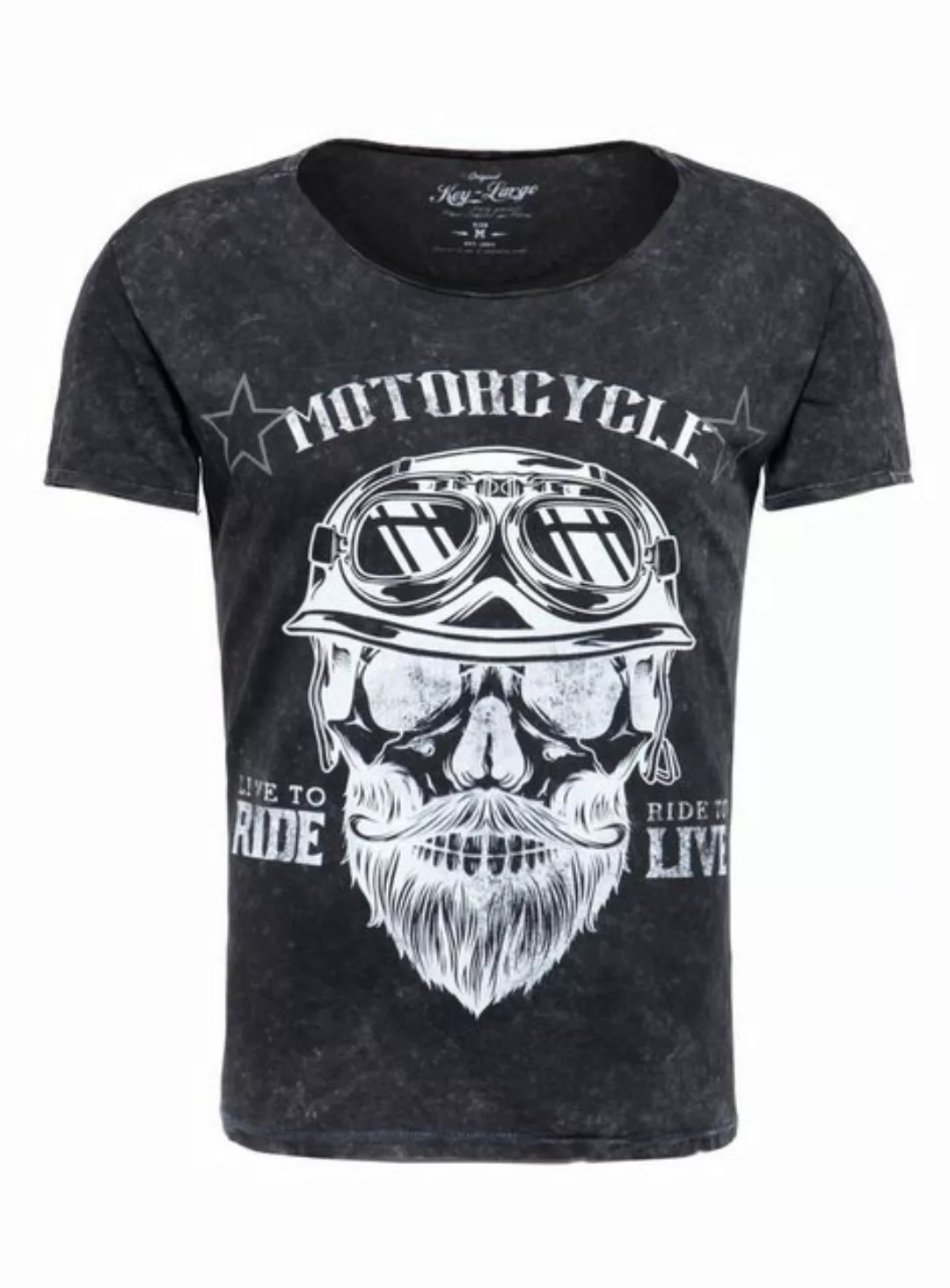 Key Largo T-Shirt für Herren Bearded Biker Skull Print Motiv vintage Look M günstig online kaufen