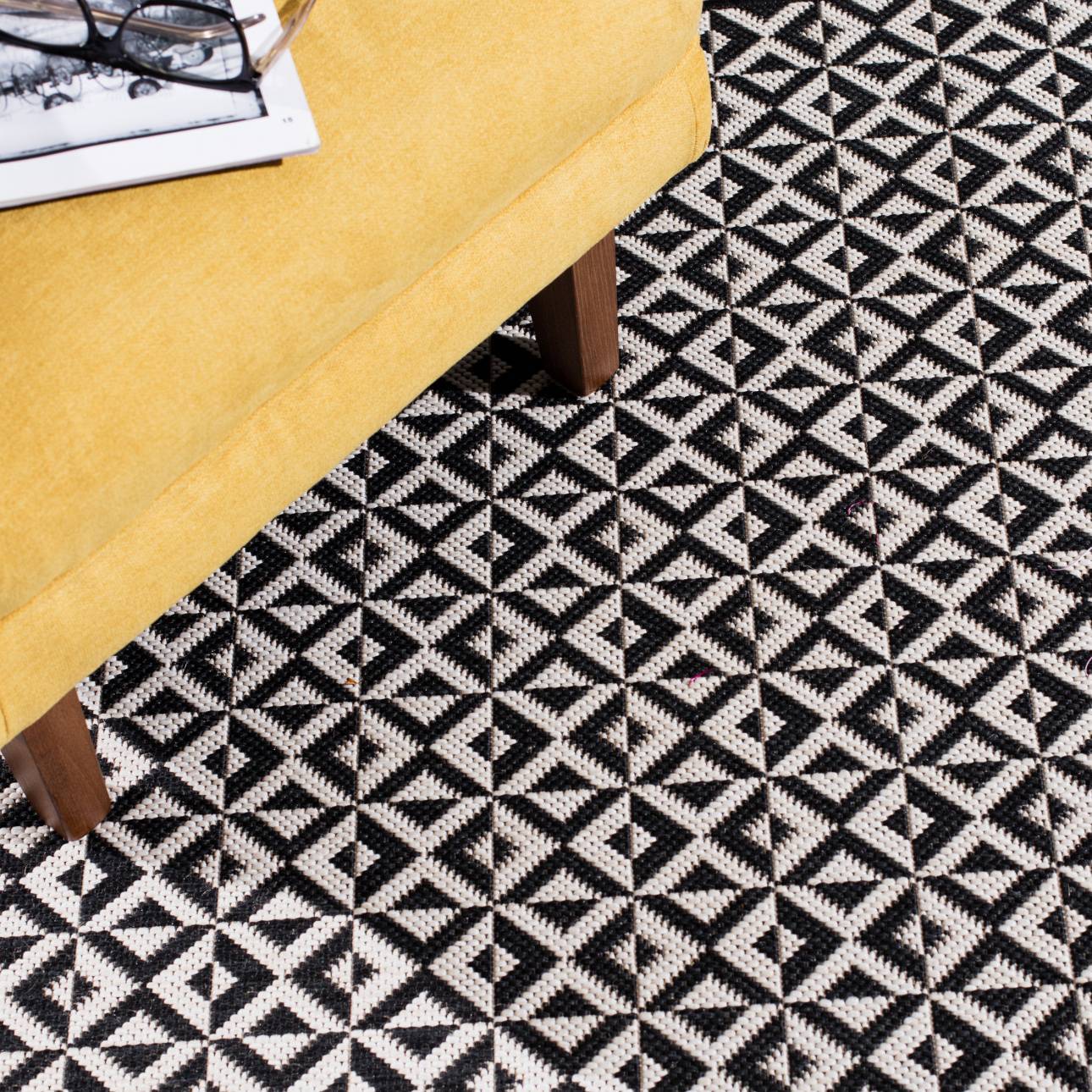 Teppich Modern Geometric black/ wool 120x170cm, 120 x 170 cm günstig online kaufen