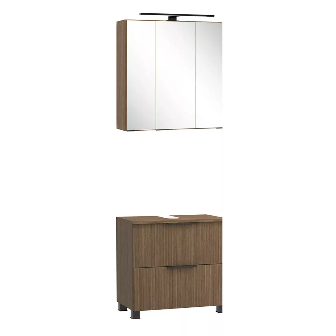 Waschplatz Set 2-teilig, 60 cm breit mit Spiegelschrank, Eiche SORRENT-03 günstig online kaufen