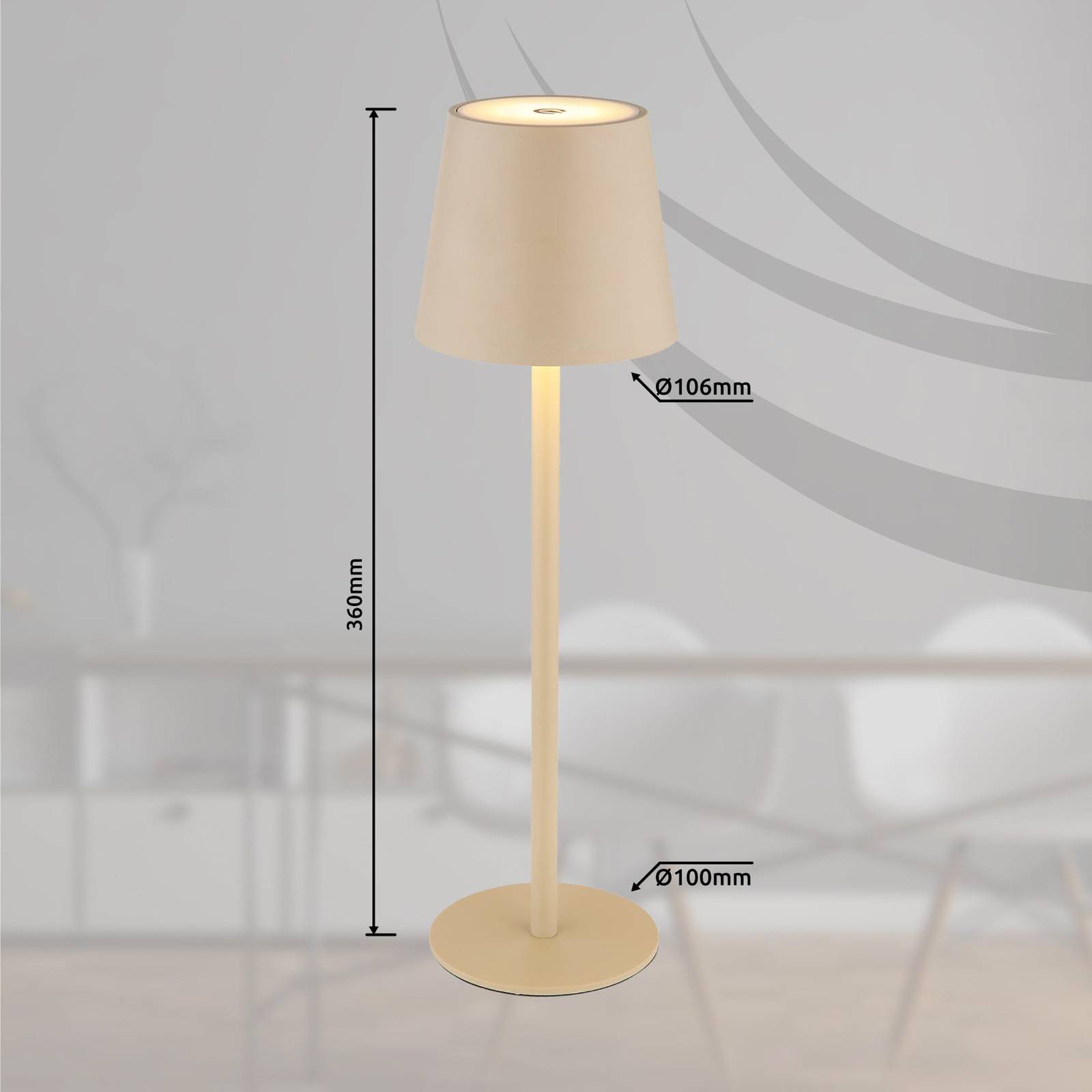 LED-Akku-Tischlampe Vannie, sandfarben Höhe 36 cm, CCT günstig online kaufen