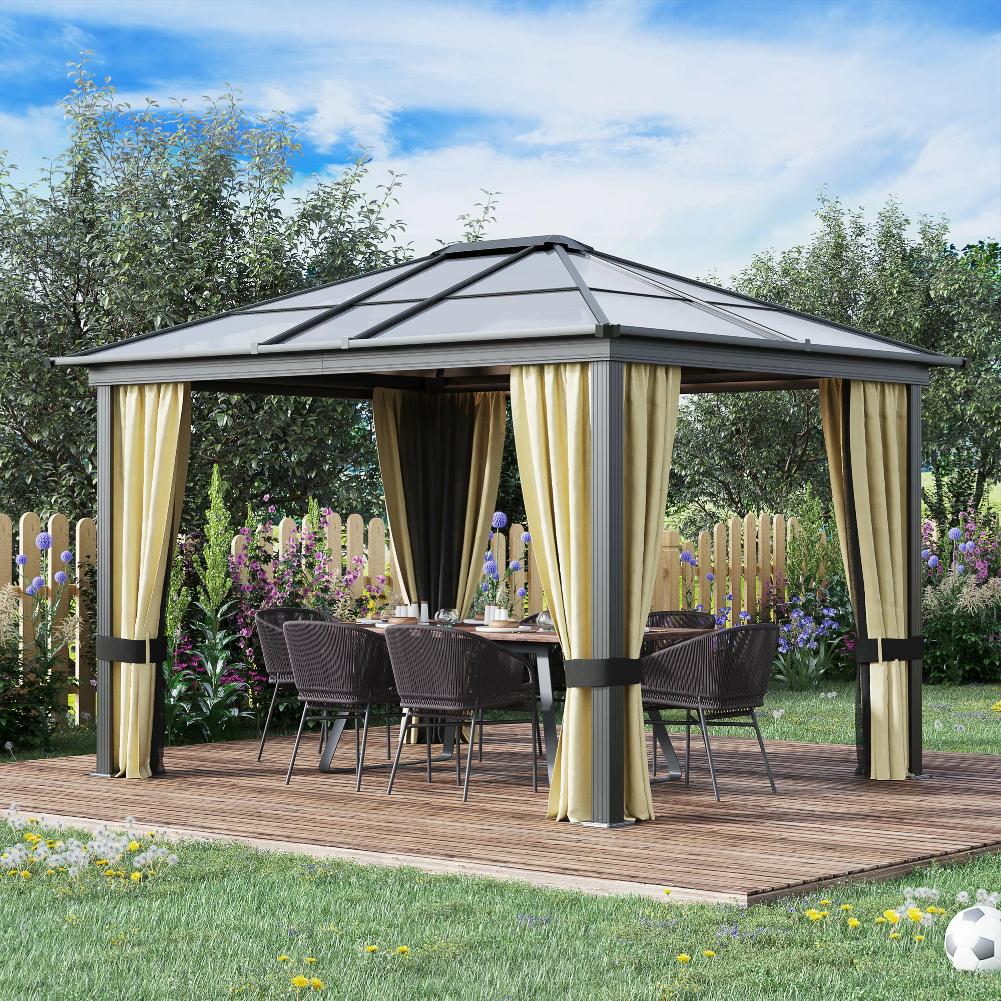 Outsunny Gartenzelt mit lichtdurchlässigem Dach schwarz/braun günstig online kaufen