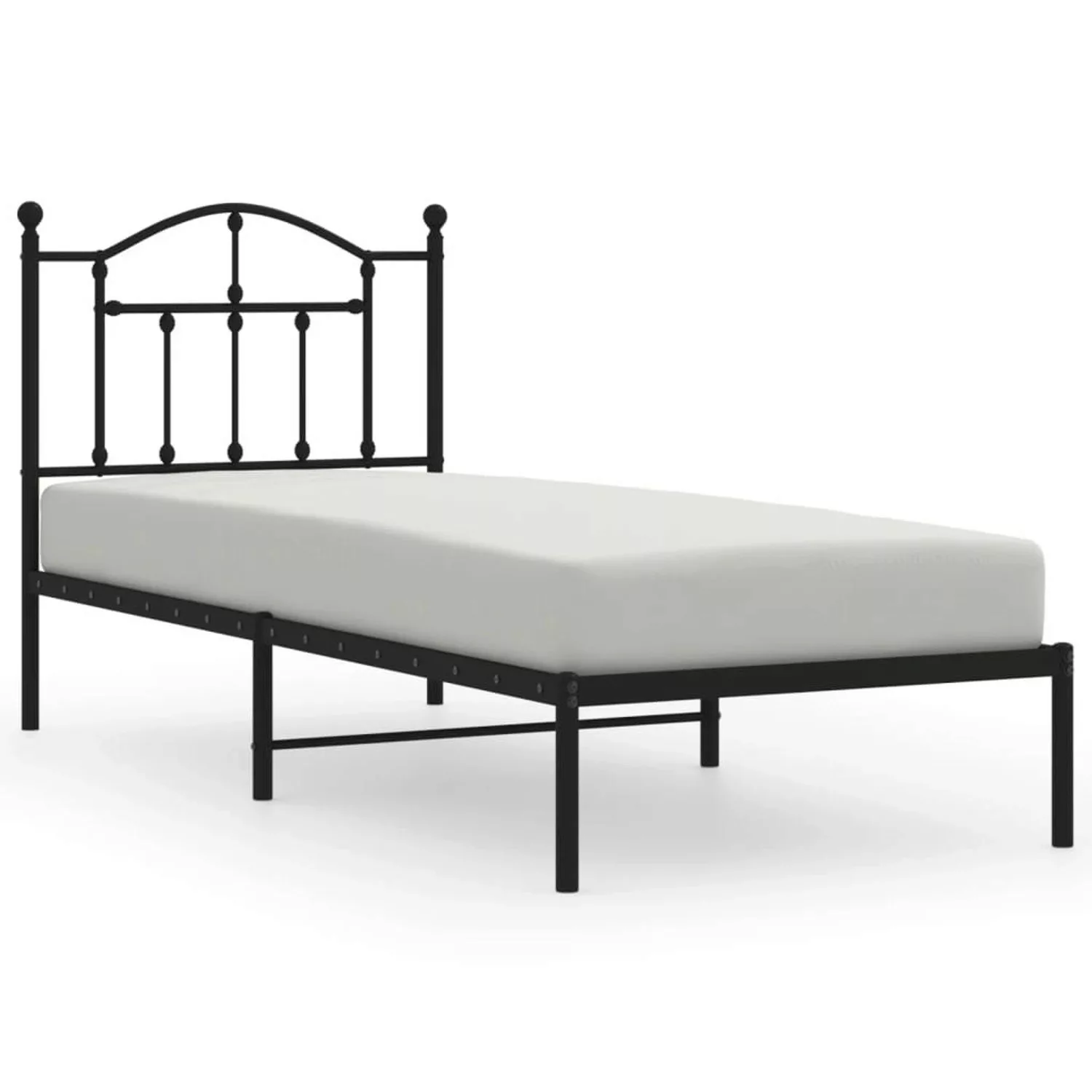 vidaXL Bettgestell Bettrahmen mit Kopfteil Metall Schwarz 90x200 cm Bett Be günstig online kaufen