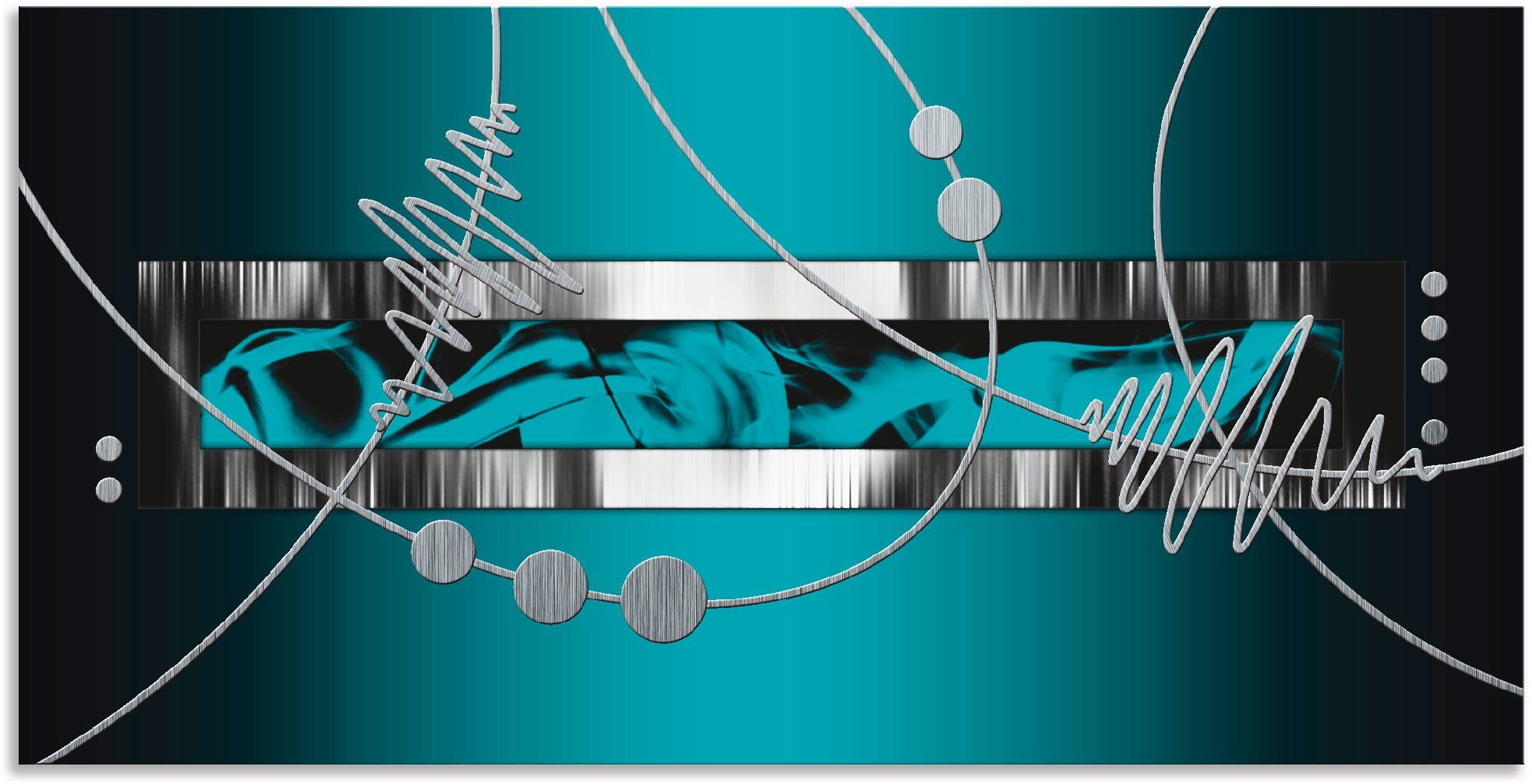 Artland Wandbild "Silber abstrakt auf petrol", Gegenstandslos, (1 St.), als günstig online kaufen