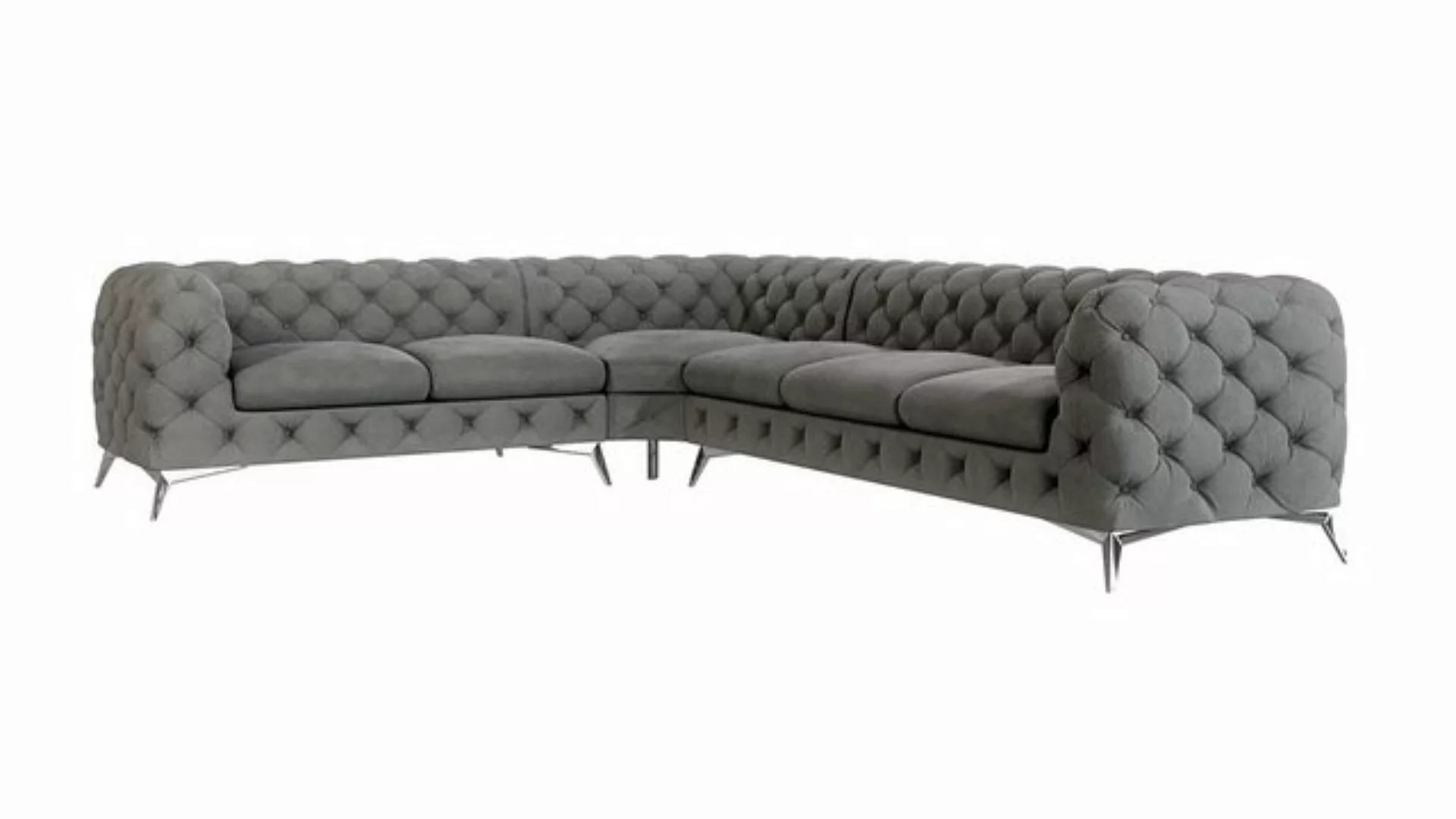 S-Style Möbel Ecksofa Chesterfield Kalina mit Silber Metall Füßen, Die Ecke günstig online kaufen