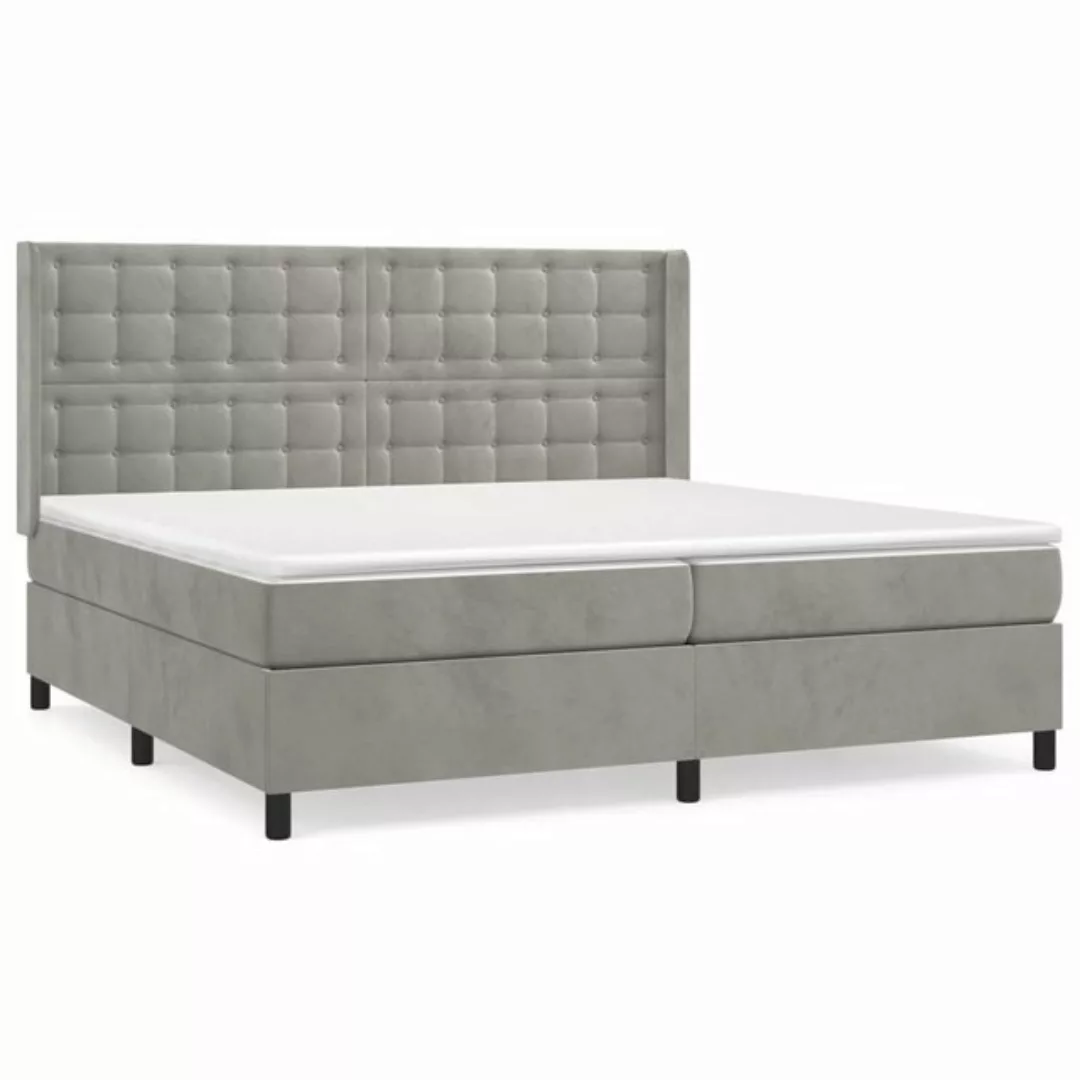 furnicato Bett Boxspringbett mit Matratze Hellgrau 200x200 cm Samt günstig online kaufen