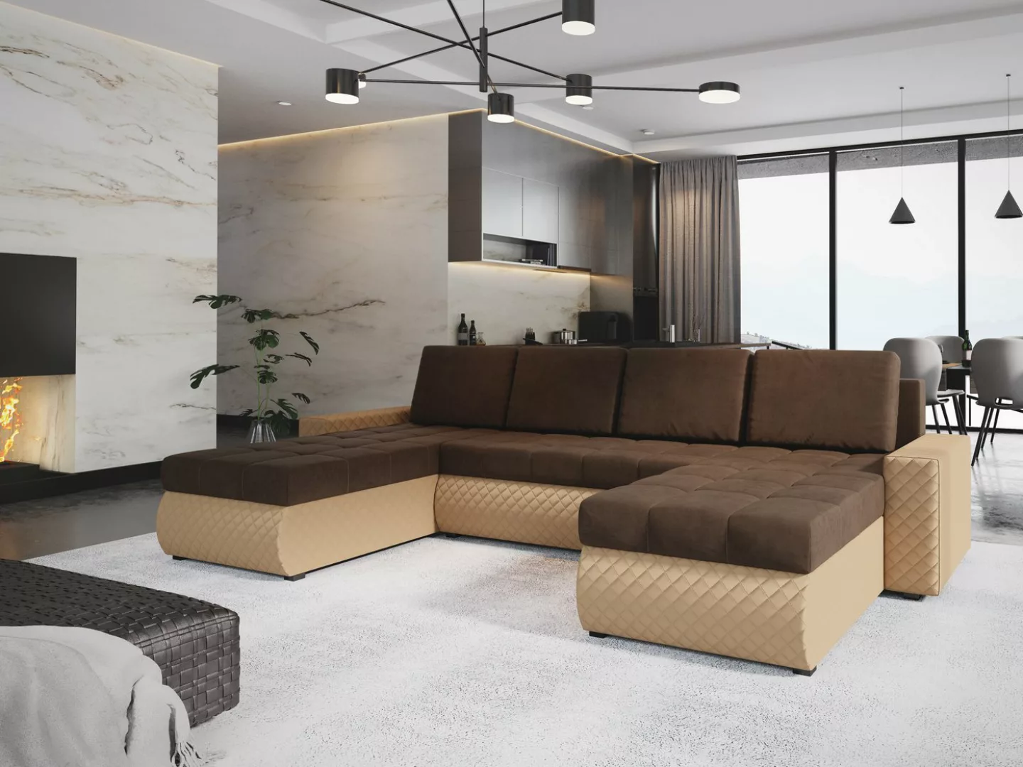 ALTDECOR Wohnlandschaft BOL-U-BIS, Couch mit Schlaffunktion, Wohnzimmer - E günstig online kaufen