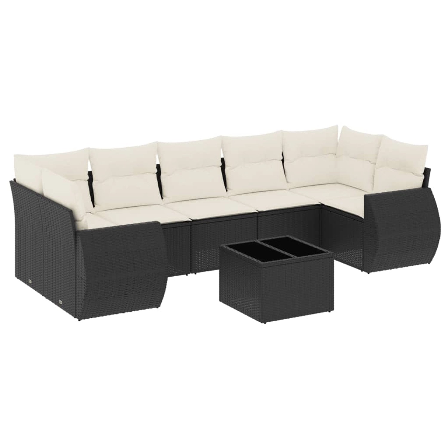vidaXL 8-Tlg Garten-Sofagarnitur mit Kissen Schwarz Poly Rattan 3221135 günstig online kaufen