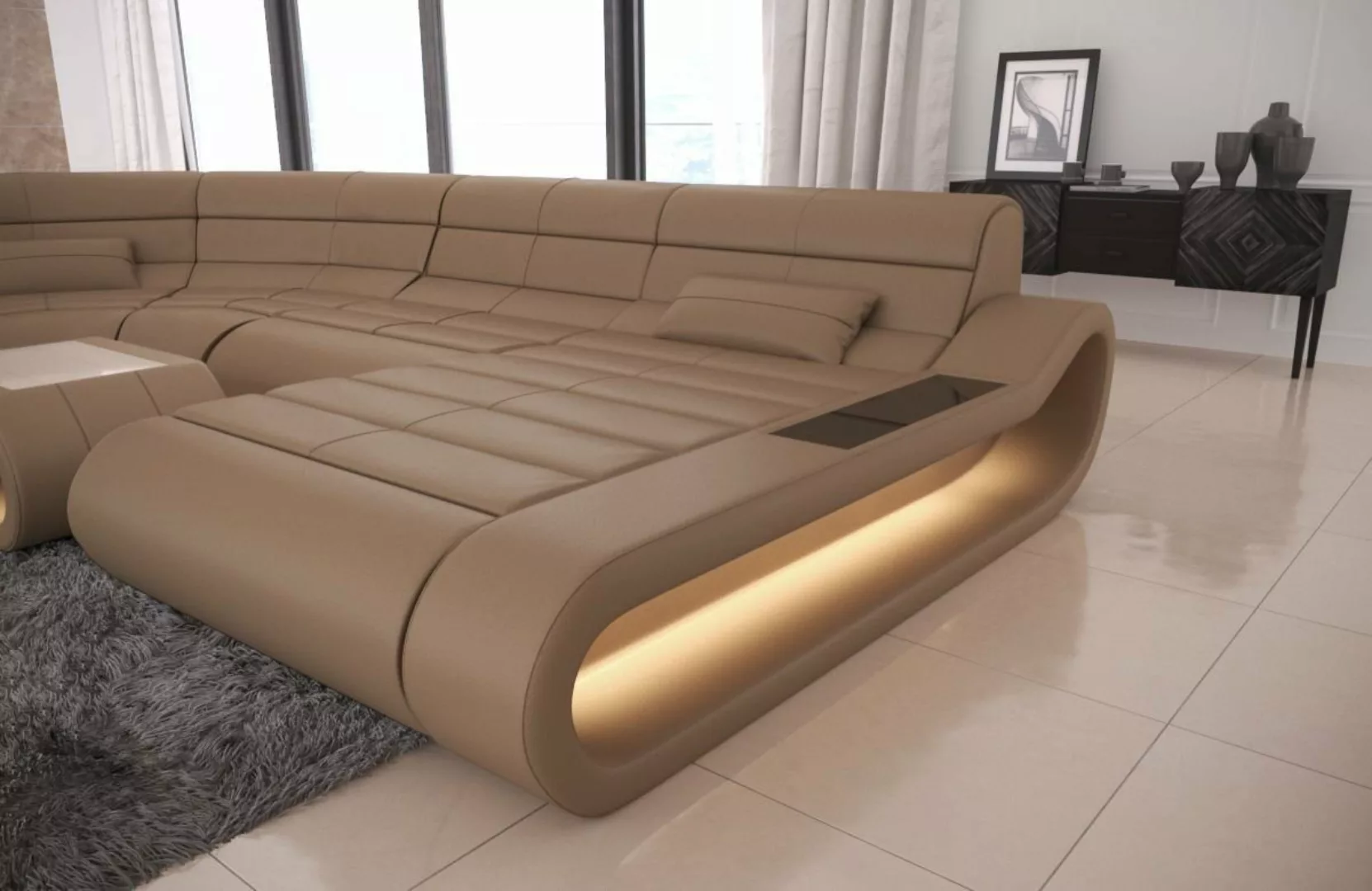 Sofa Dreams Wohnlandschaft Leder Sofa Ledercouch Concept XXL U Form Lederso günstig online kaufen