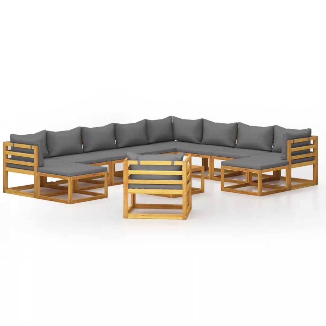 12-tlg. Garten-lounge-set Mit Auflagen Massivholz Akazie günstig online kaufen