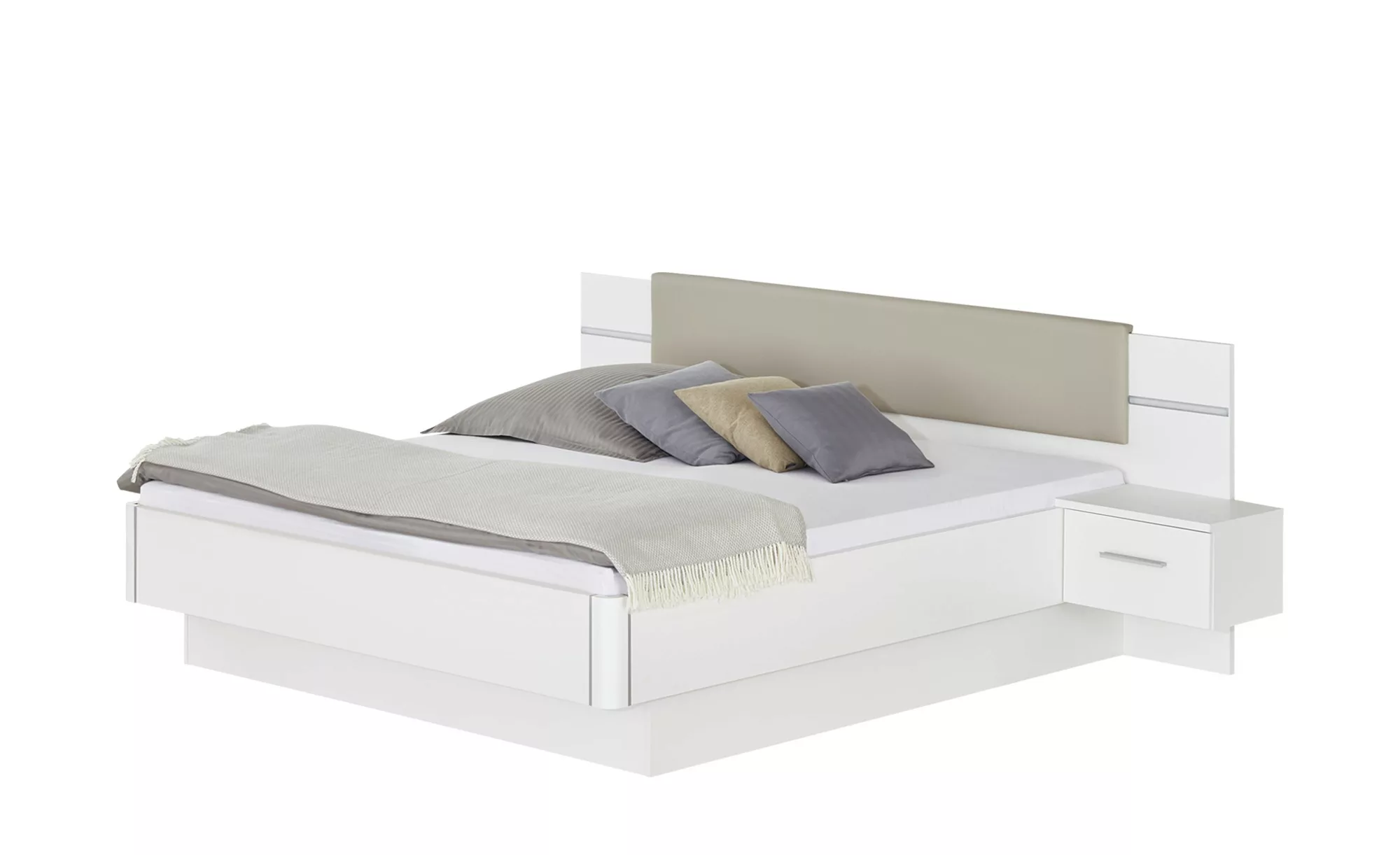 uno Bettanlage mit Beleuchtung 3-teilig - weiß - 180 cm - Betten > Bettgest günstig online kaufen