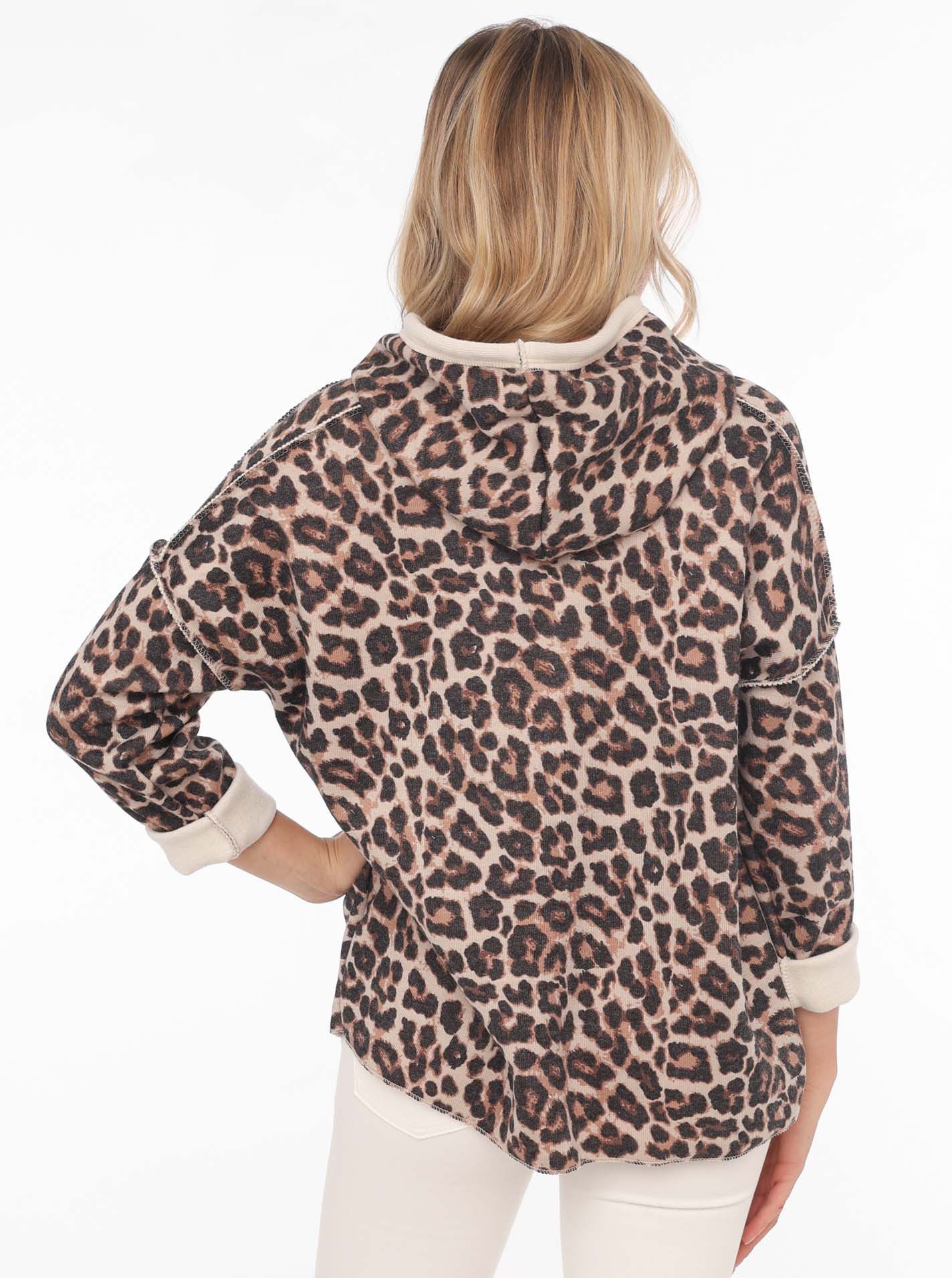 Zwillingsherz Hoodie "Leo" Kapuze, Animal-Muster, 3/4-Arm, günstig online kaufen