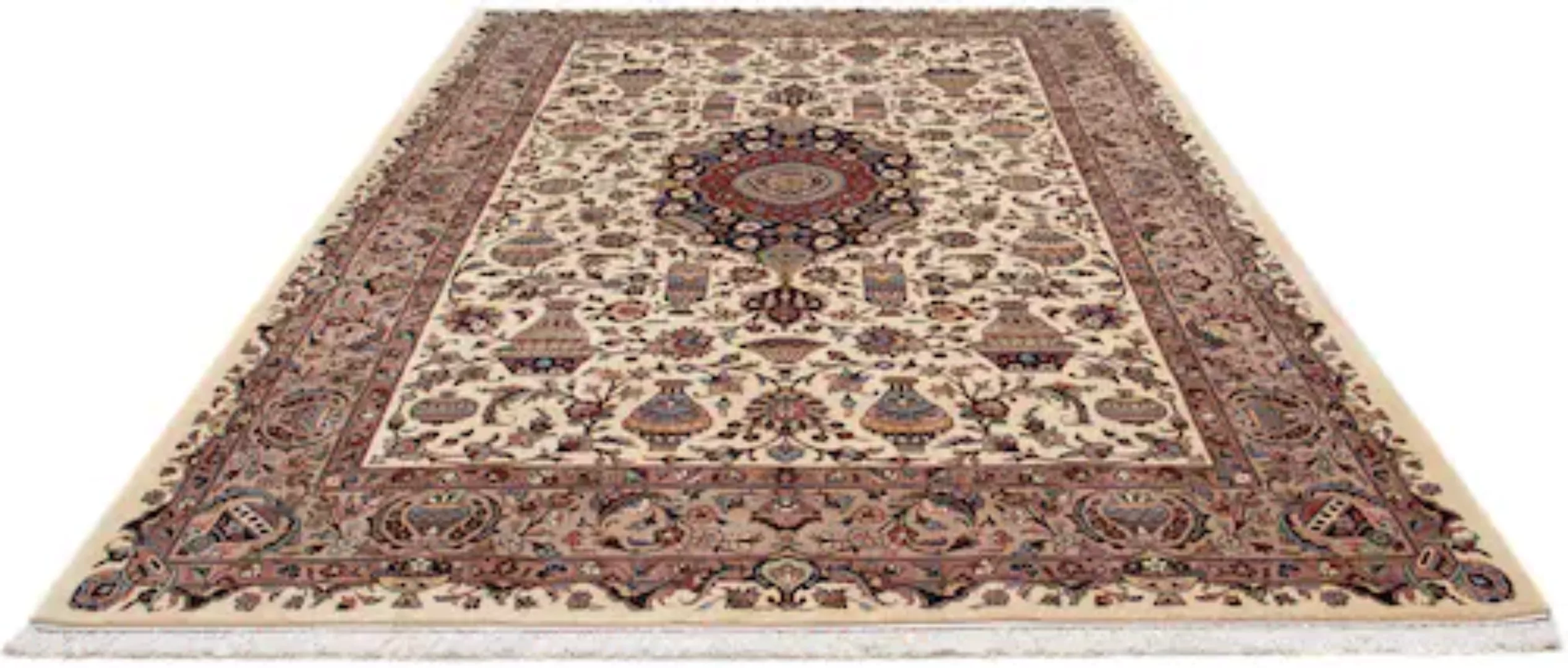 morgenland Wollteppich »Kaschmar Medaillon Beige 294 x 200 cm«, rechteckig, günstig online kaufen