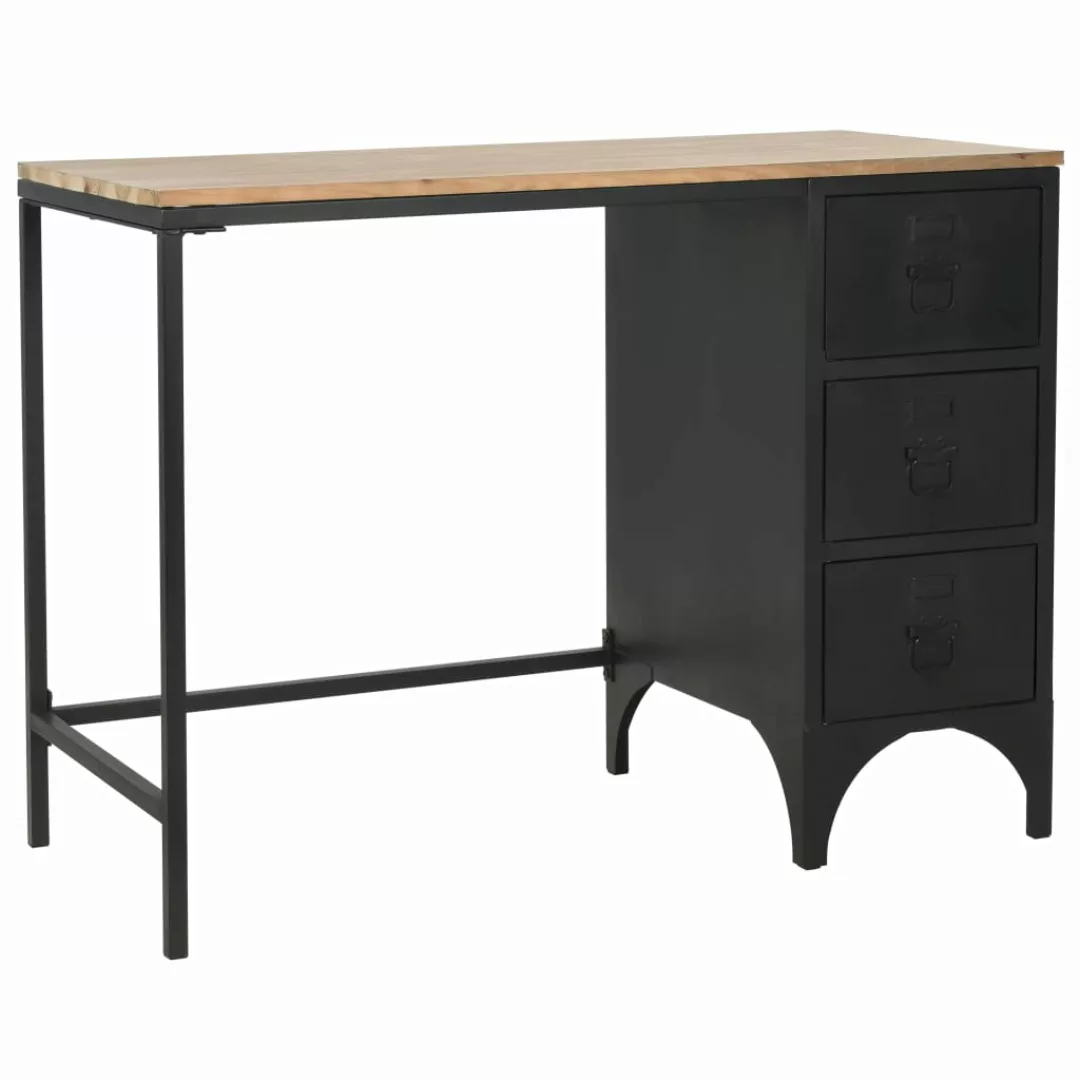 Einzelsockel Schreibtisch Massivholz Und Stahl 100x50x76 Cm günstig online kaufen