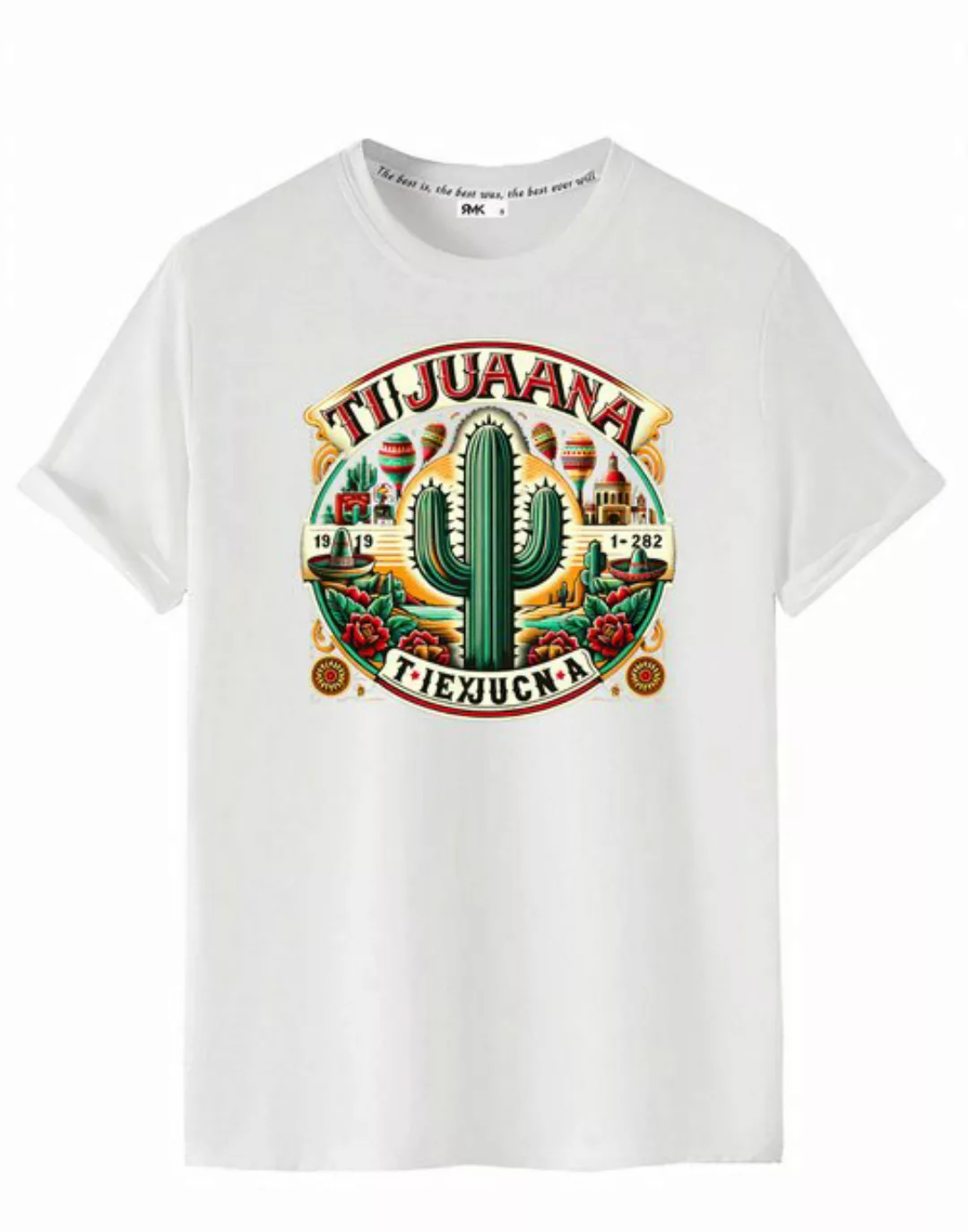 RMK T-Shirt Herren Shirt Basic Rundhals mit Mexico Tijuana Print günstig online kaufen