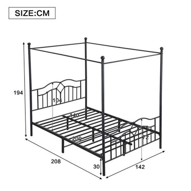 XDeer Metallbett Metallbett, Himmelbett, Gewelltes Kopfteil, Heranwachsende günstig online kaufen