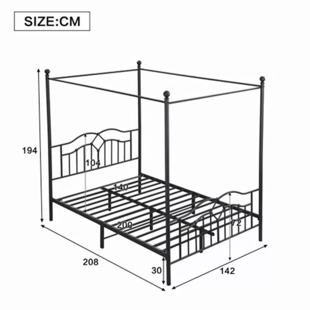 XDeer Metallbett Metallbett, Himmelbett, Gewelltes Kopfteil, Heranwachsende günstig online kaufen