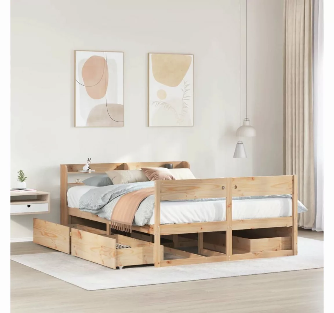 vidaXL Bettgestell Massivholzbett ohne Matratze 160x200 cm Kiefernholz Bett günstig online kaufen