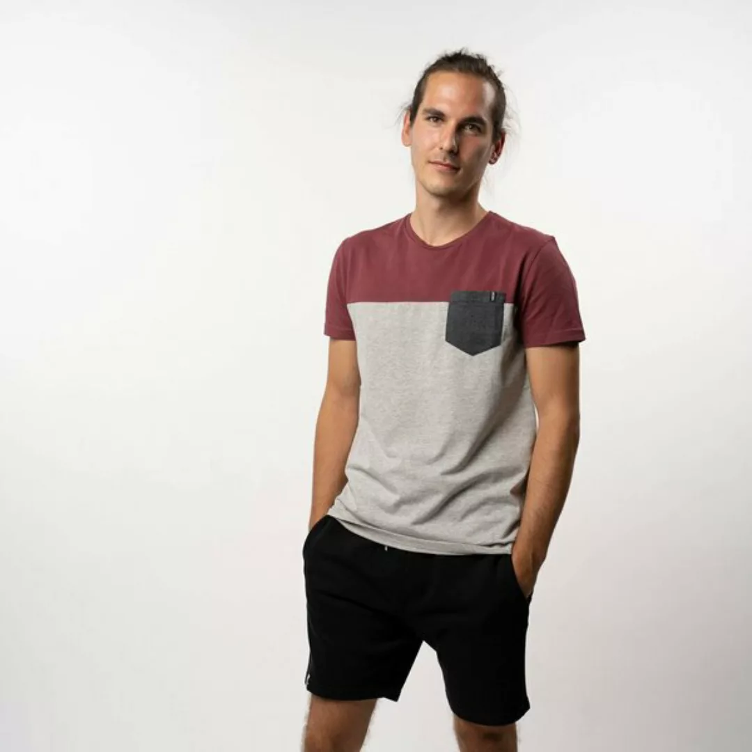 Verdy - Halfbase T-shirt Aus Biobaumwoll-mix, Bordeaux/grau & Beige/schwarz günstig online kaufen