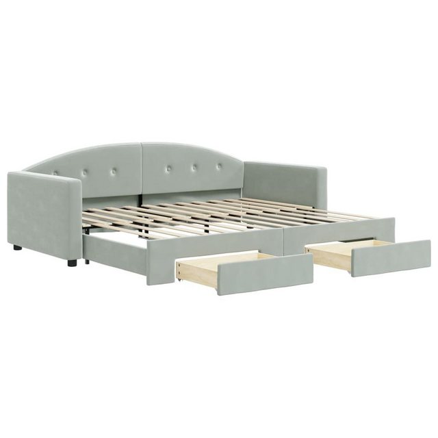 furnicato Bett Tagesbett Ausziehbar mit Schubladen Hellgrau 90x200 cm Samt günstig online kaufen