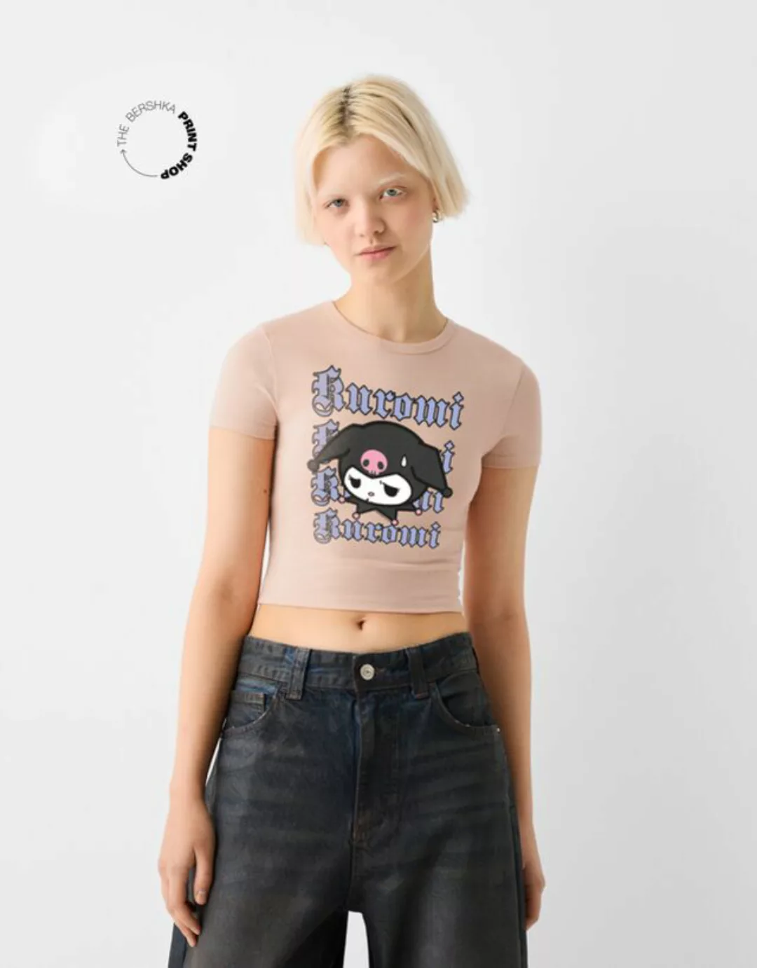 Bershka T-Shirt Kuromi Mit Kurzen Ärmeln Damen L Rosa günstig online kaufen
